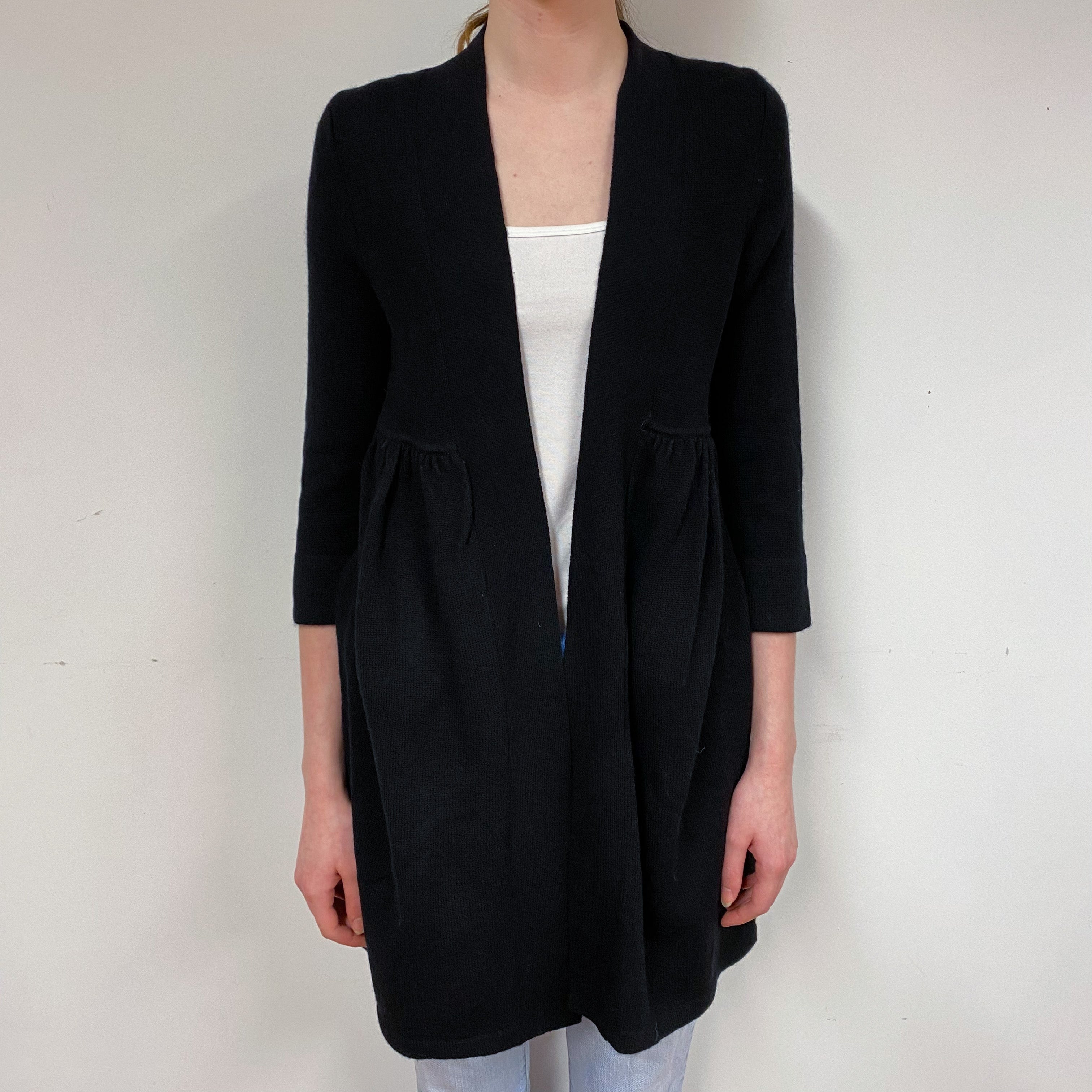Black Cashmere Edge to Edge Cardigan Extra Small