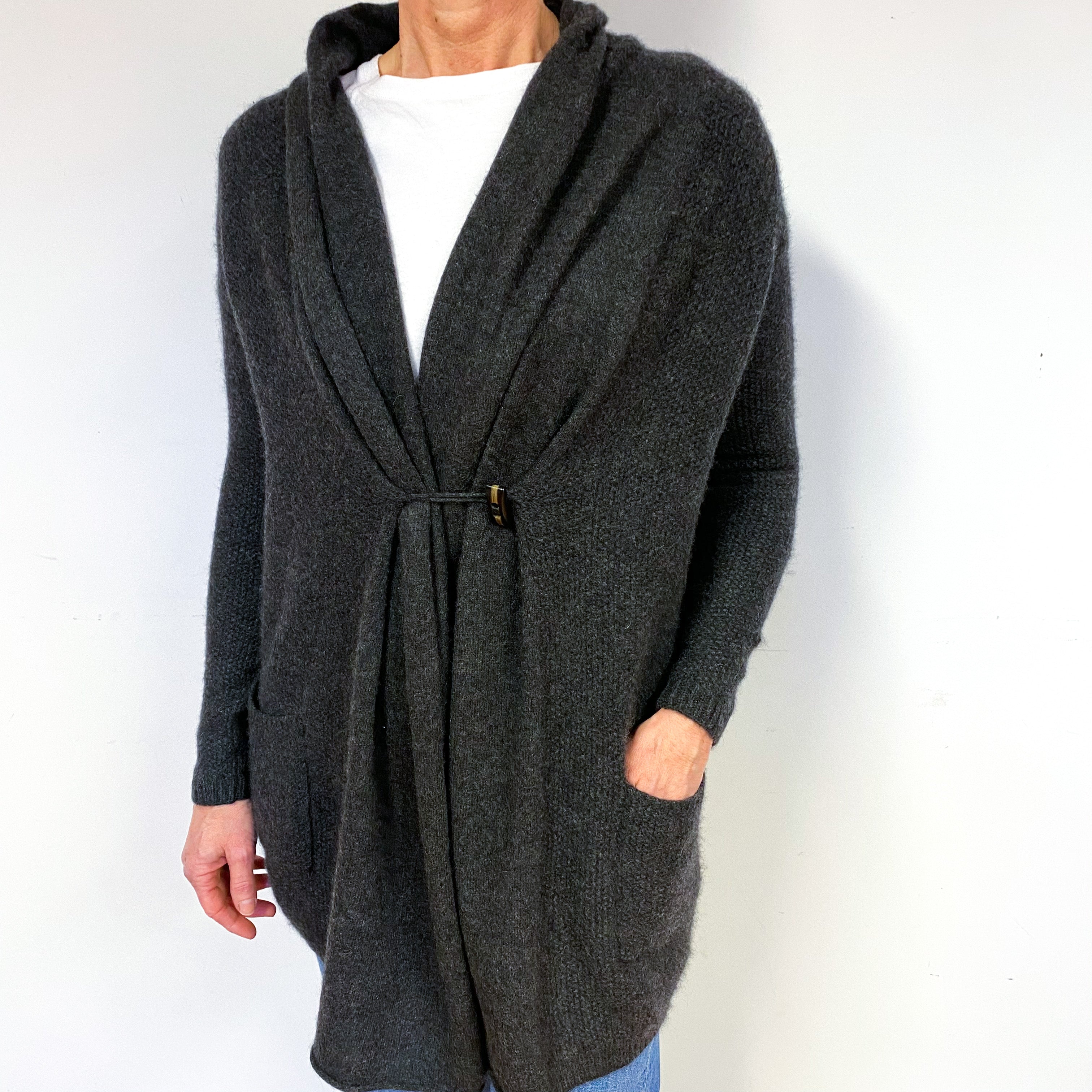 Charcoal Grey Cashmere Cardigan Medium