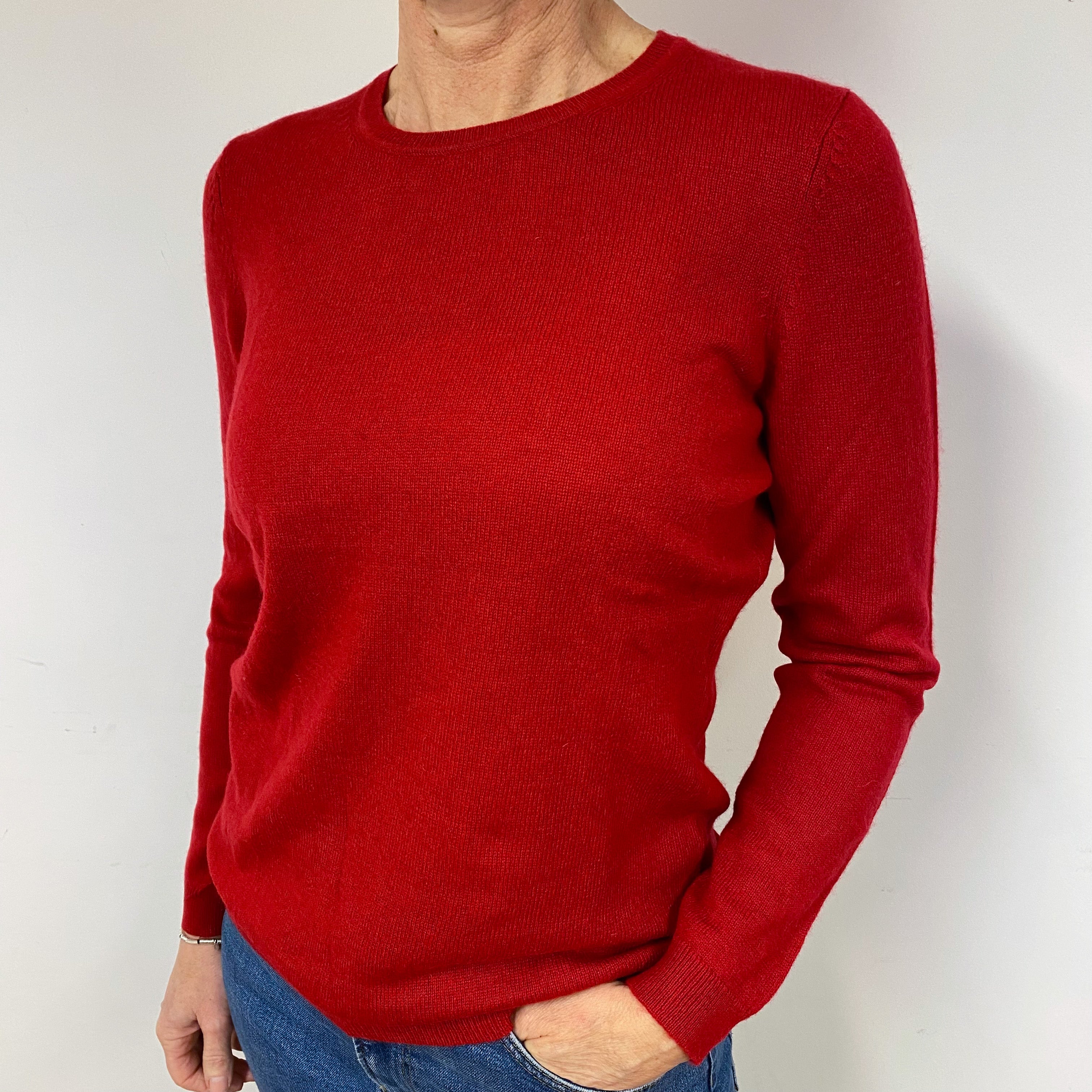 Ruby Red Cashmere Crew Neck Jumper Medium