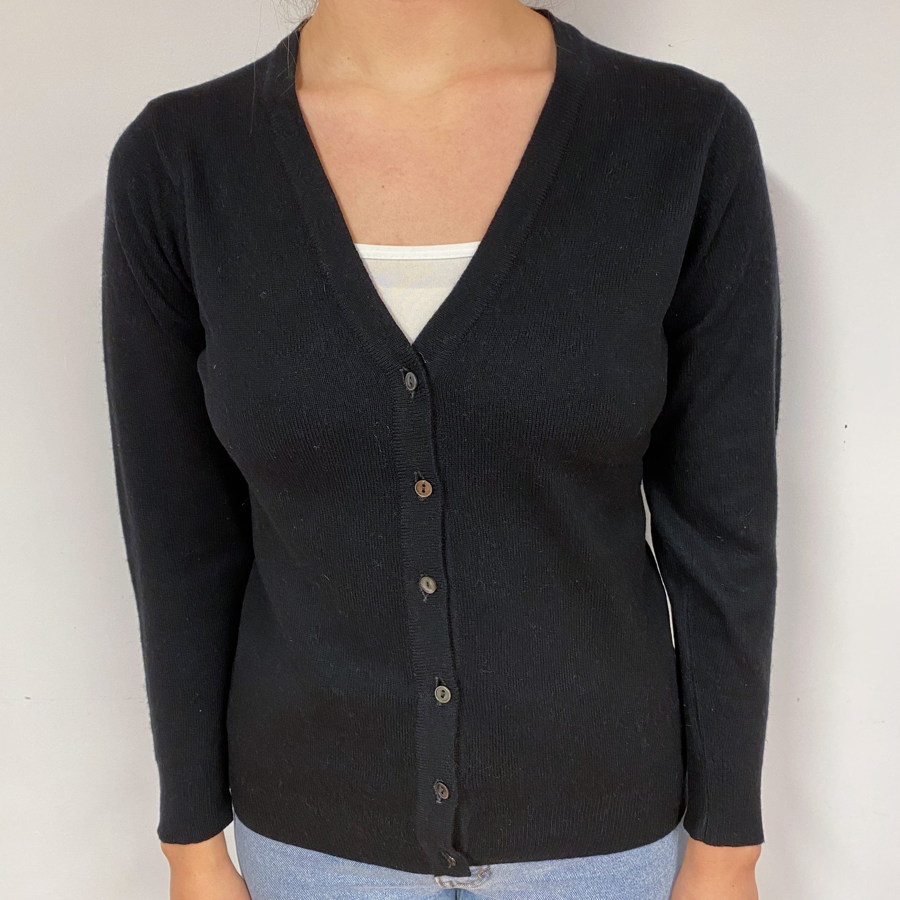 Black Cashmere V-Neck Cardigan Small