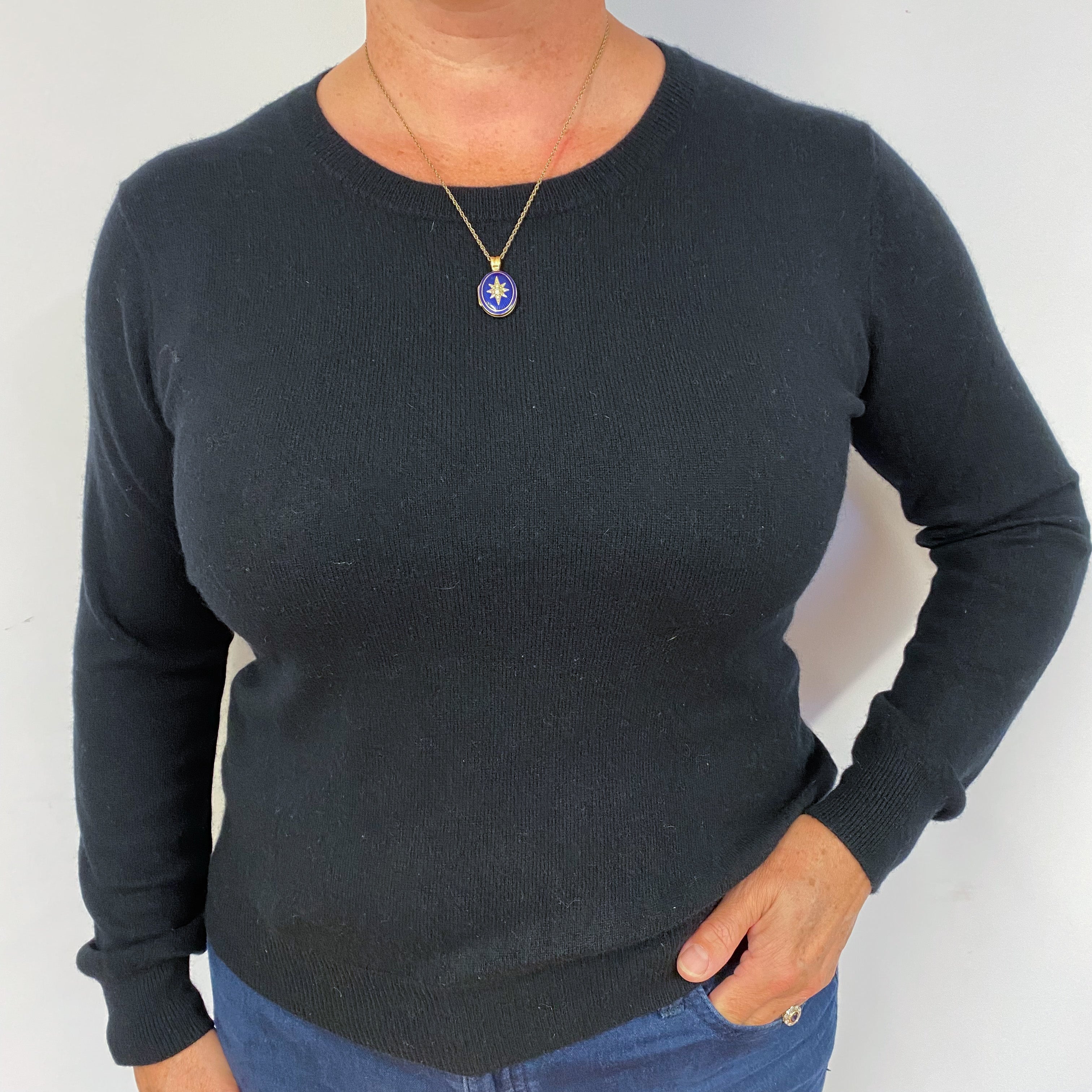 Black Cashmere Crew Neck Jumper