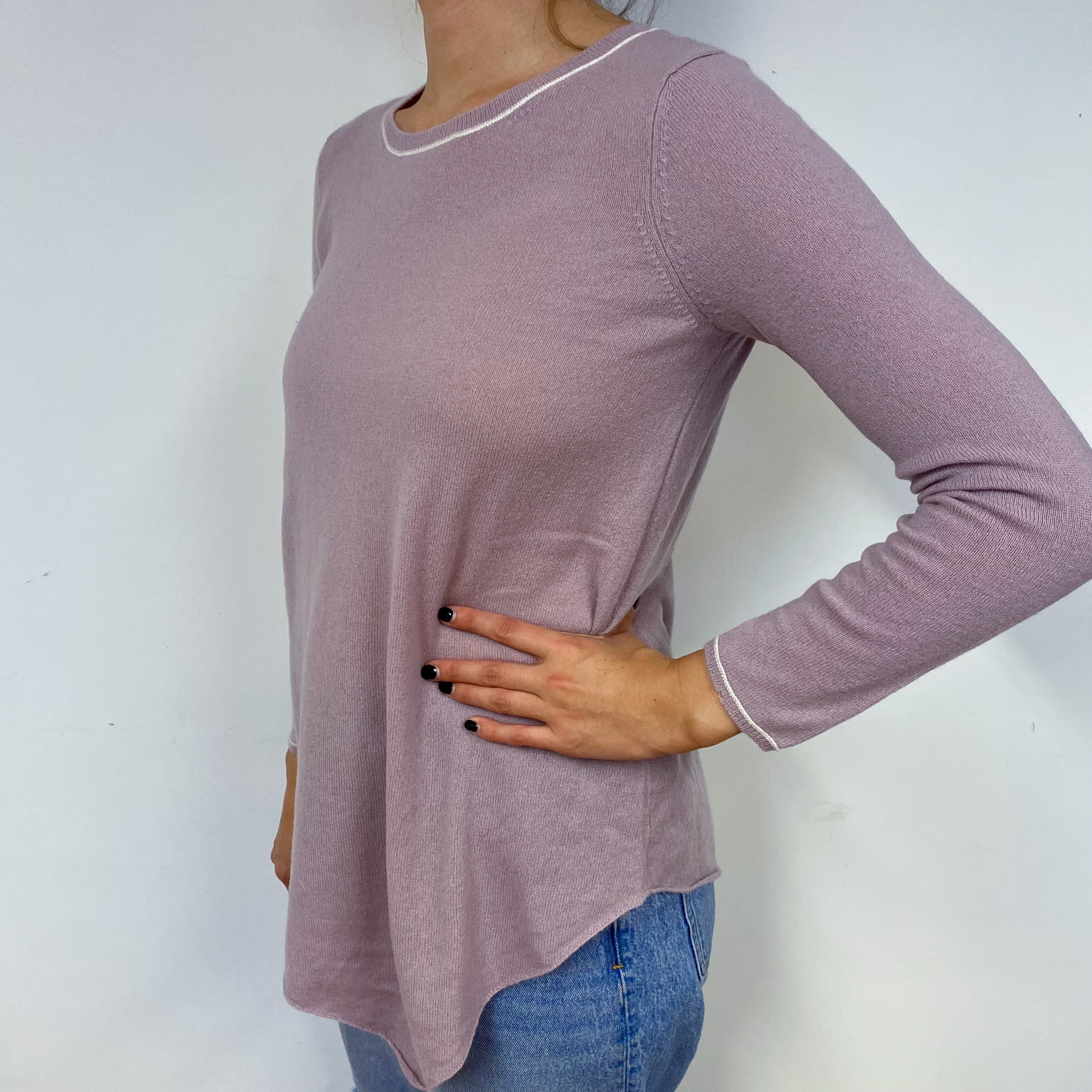 Lavender Purple Cashmere Crew Neck Tunic Jumper Small