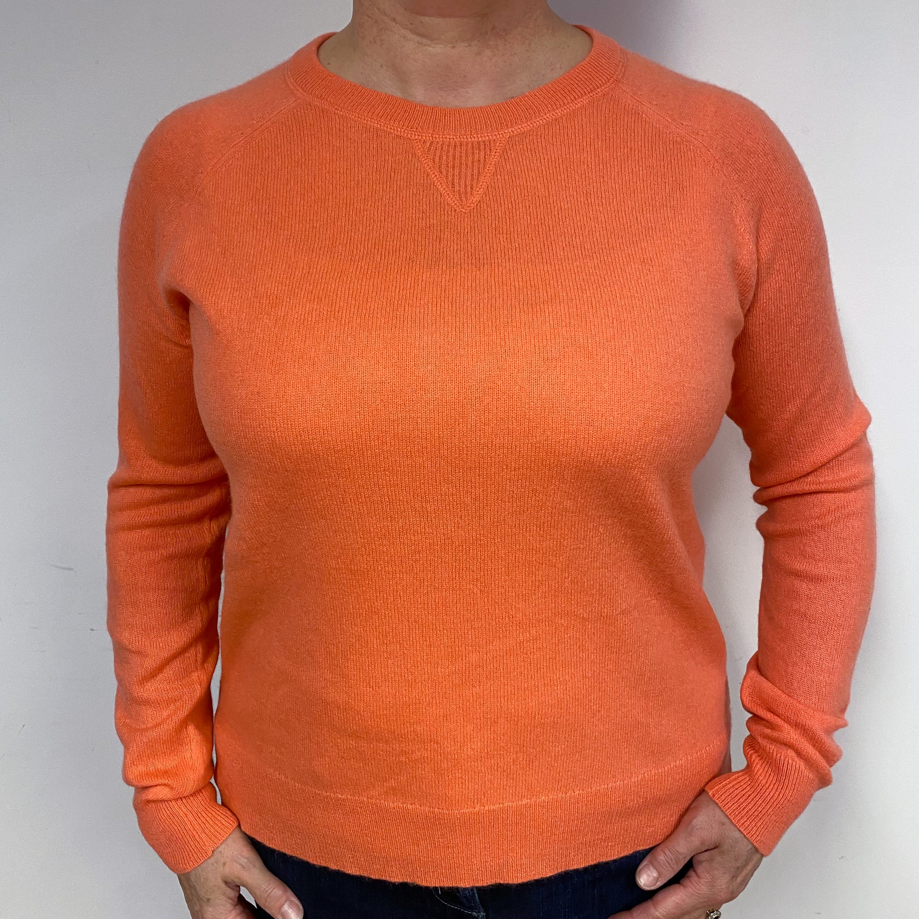 Sunset Orange Cashmere Crew Neck Jumper Large
