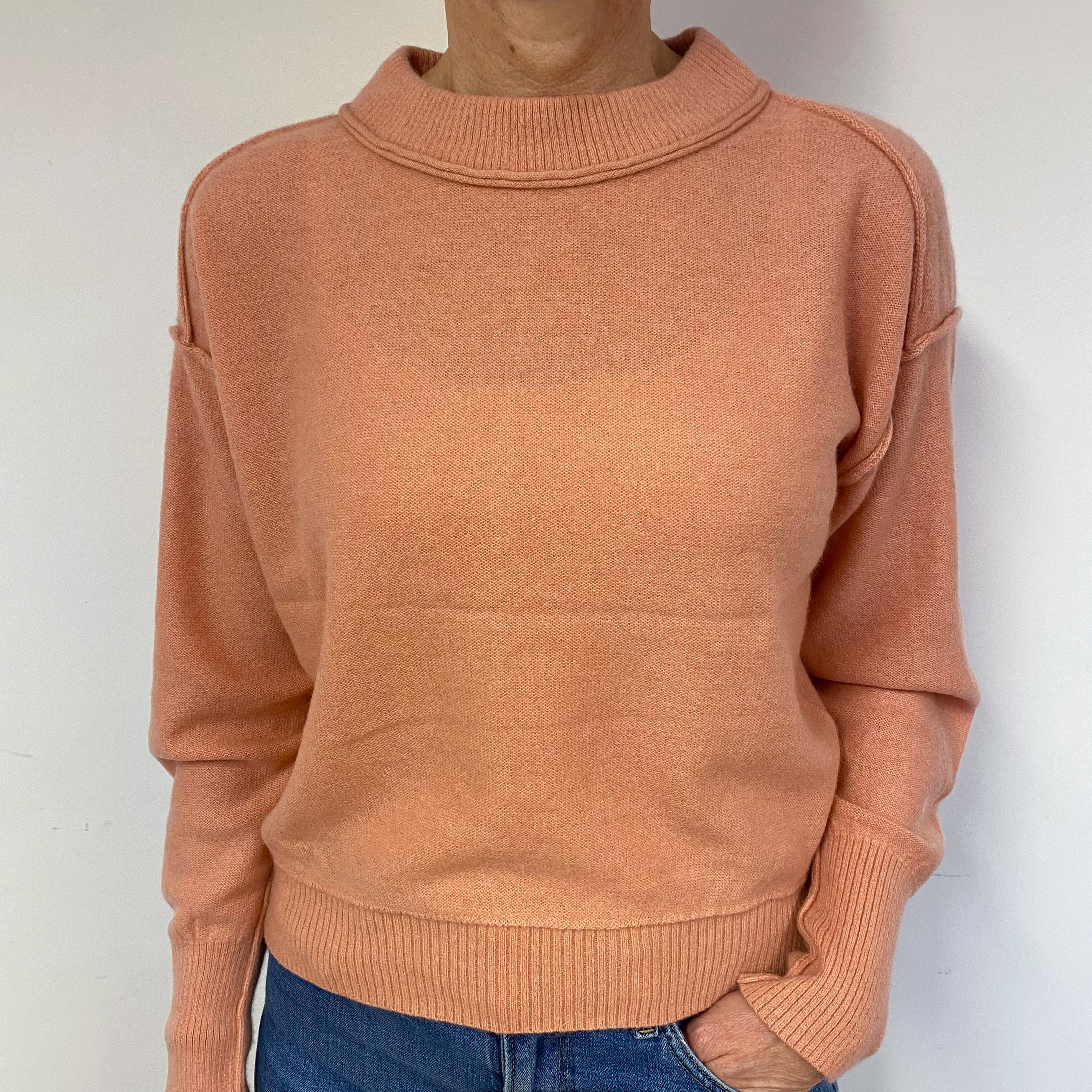 Blush Pink Cashmere Crew Neck Jumper Medium
