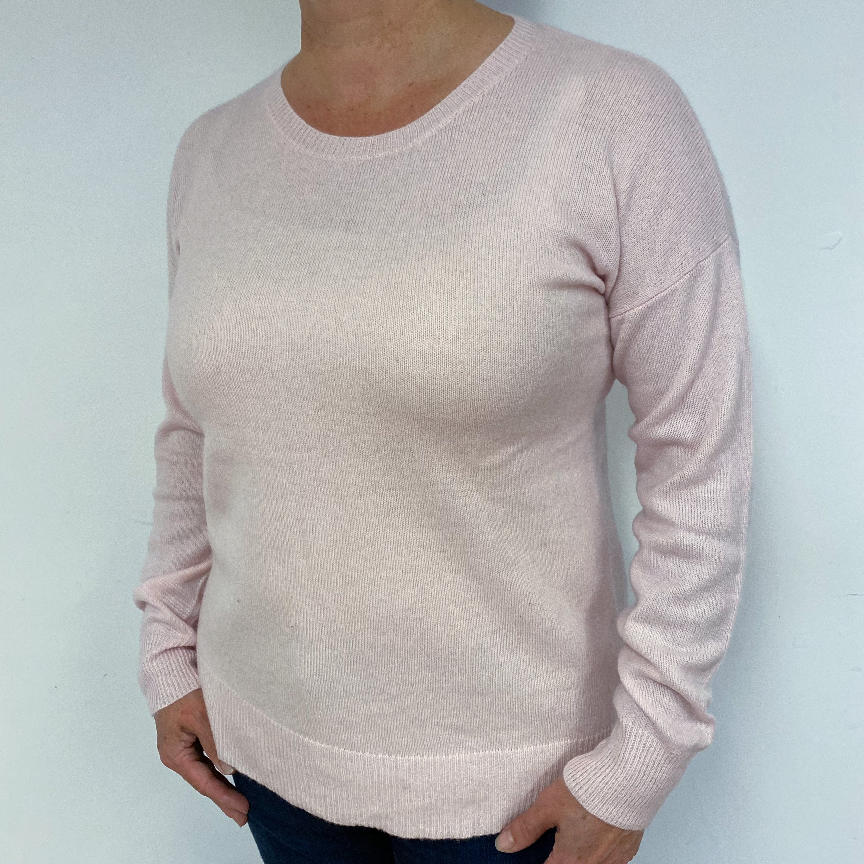 Shell Pink Cashmere Crew Neck Jumper Large