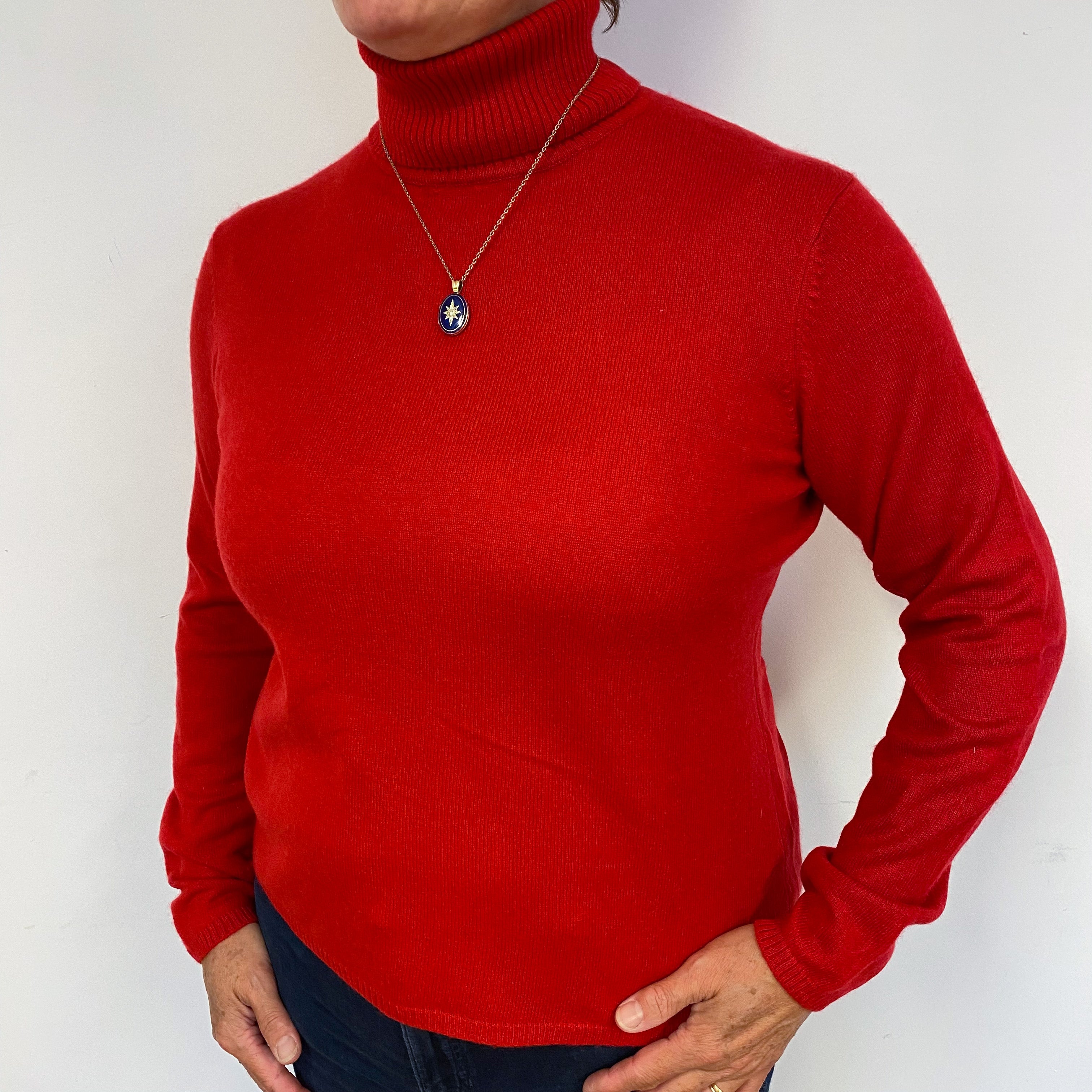 Scarlett Red Cashmere Polo Neck Jumper