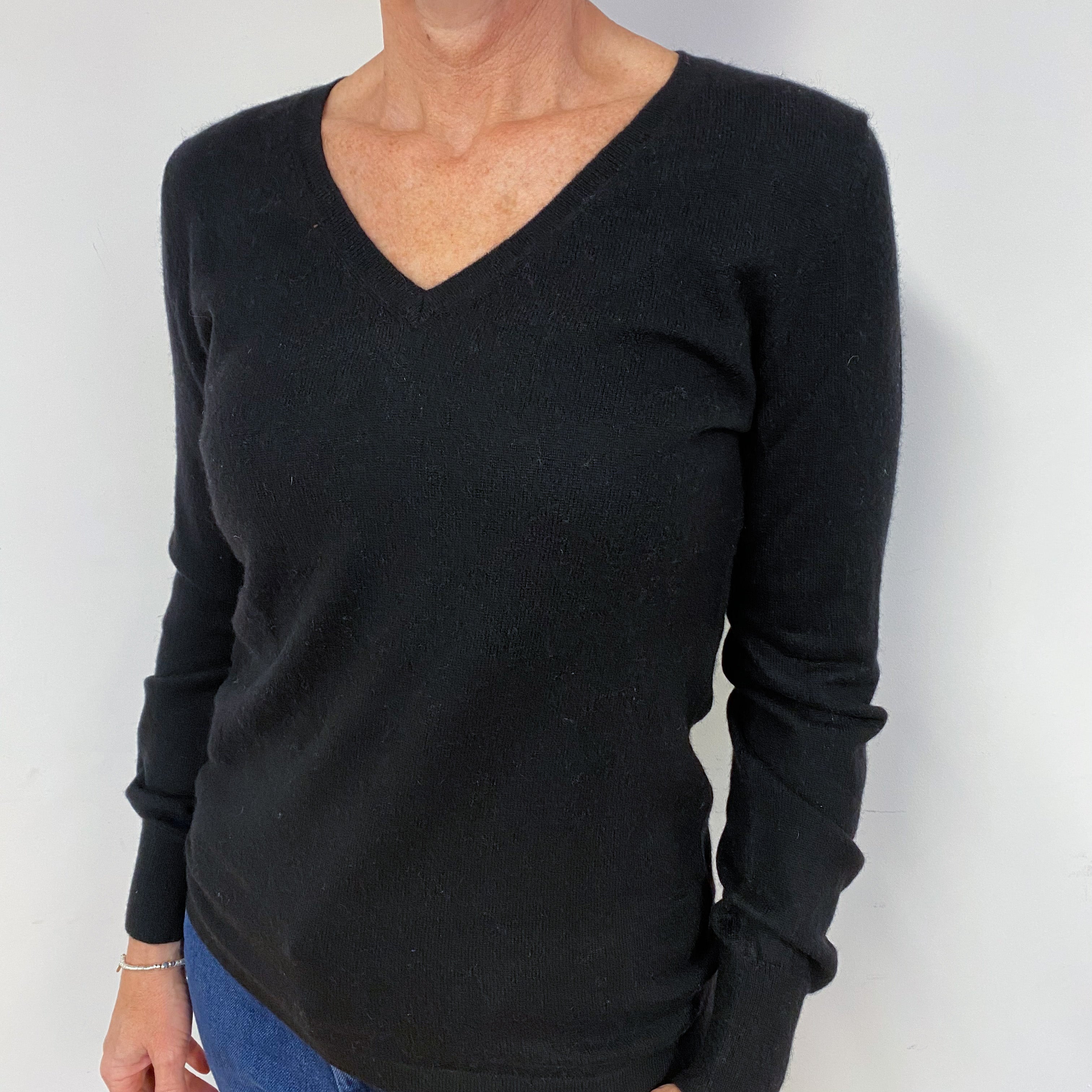 Black V Neck Cashmere Jumper