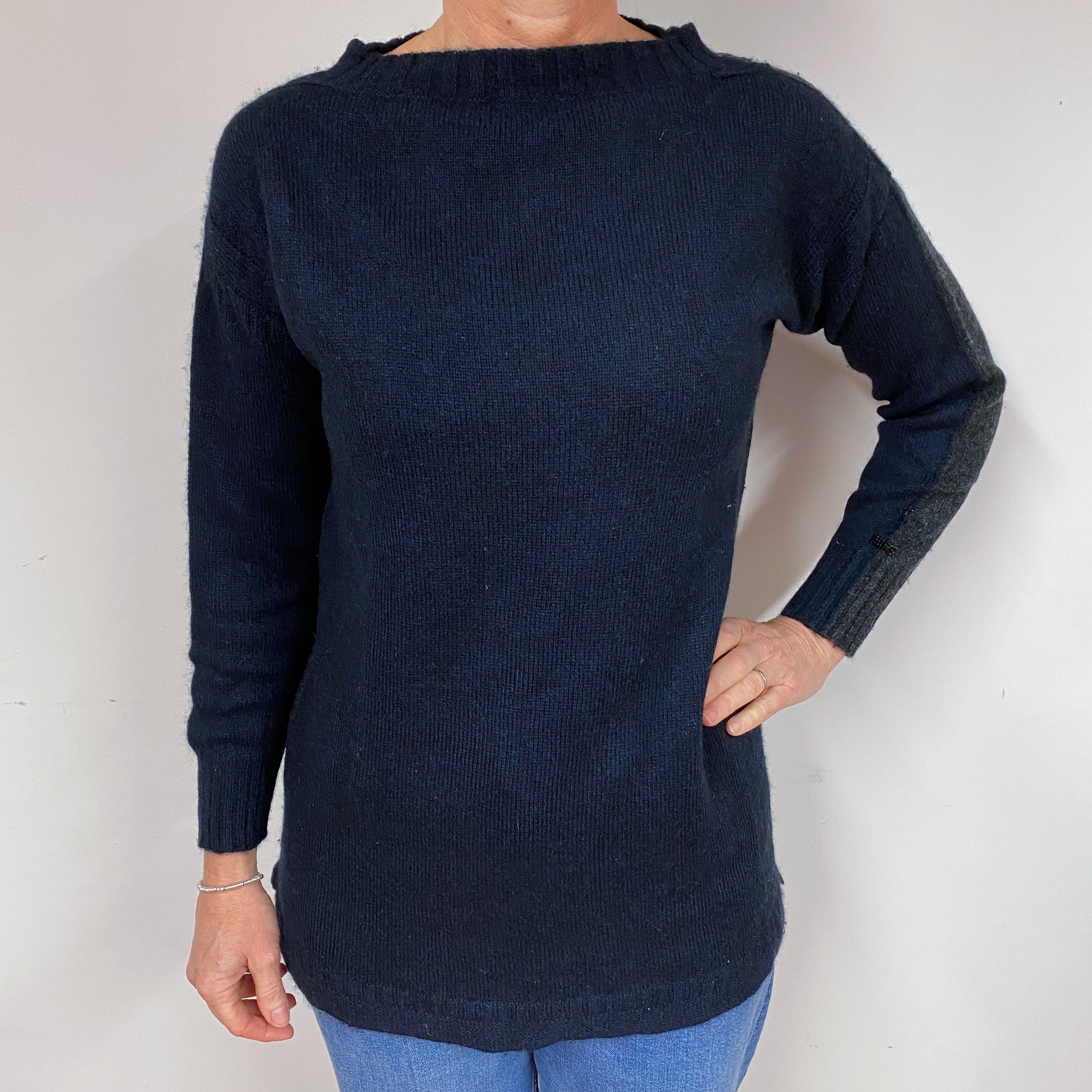 Queen & Belle Navy Cashmere Boat Neck Tunic Medium