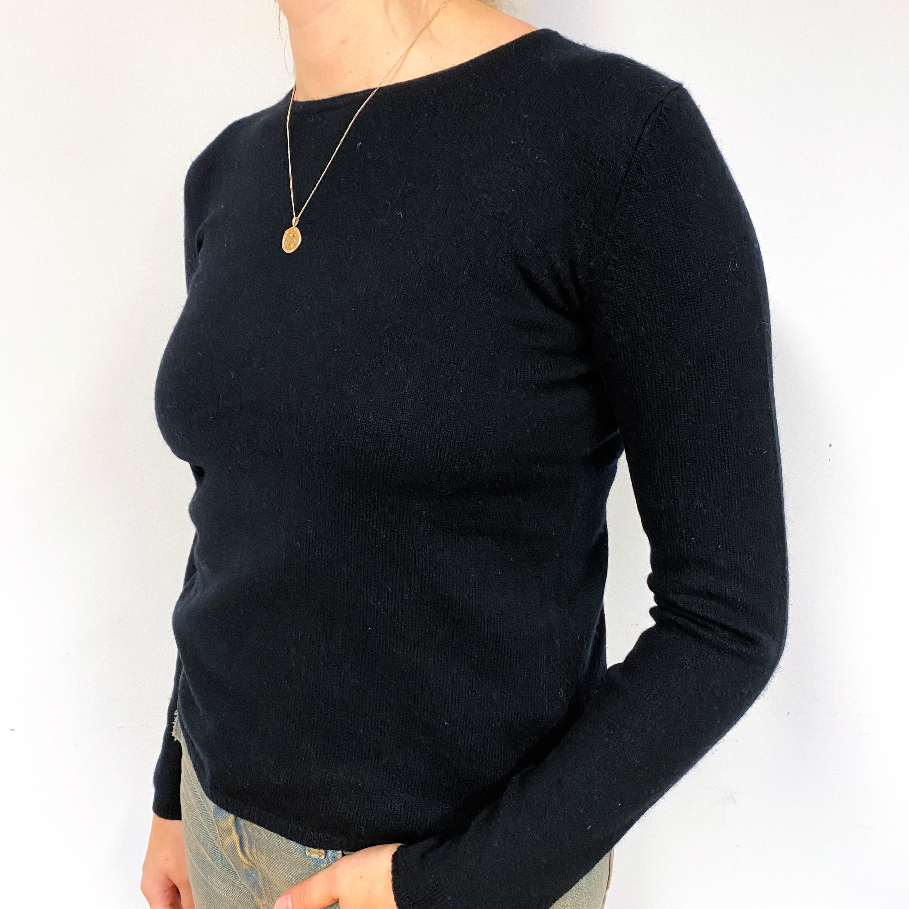 Black Cashmere Crew Neck Jumper Small