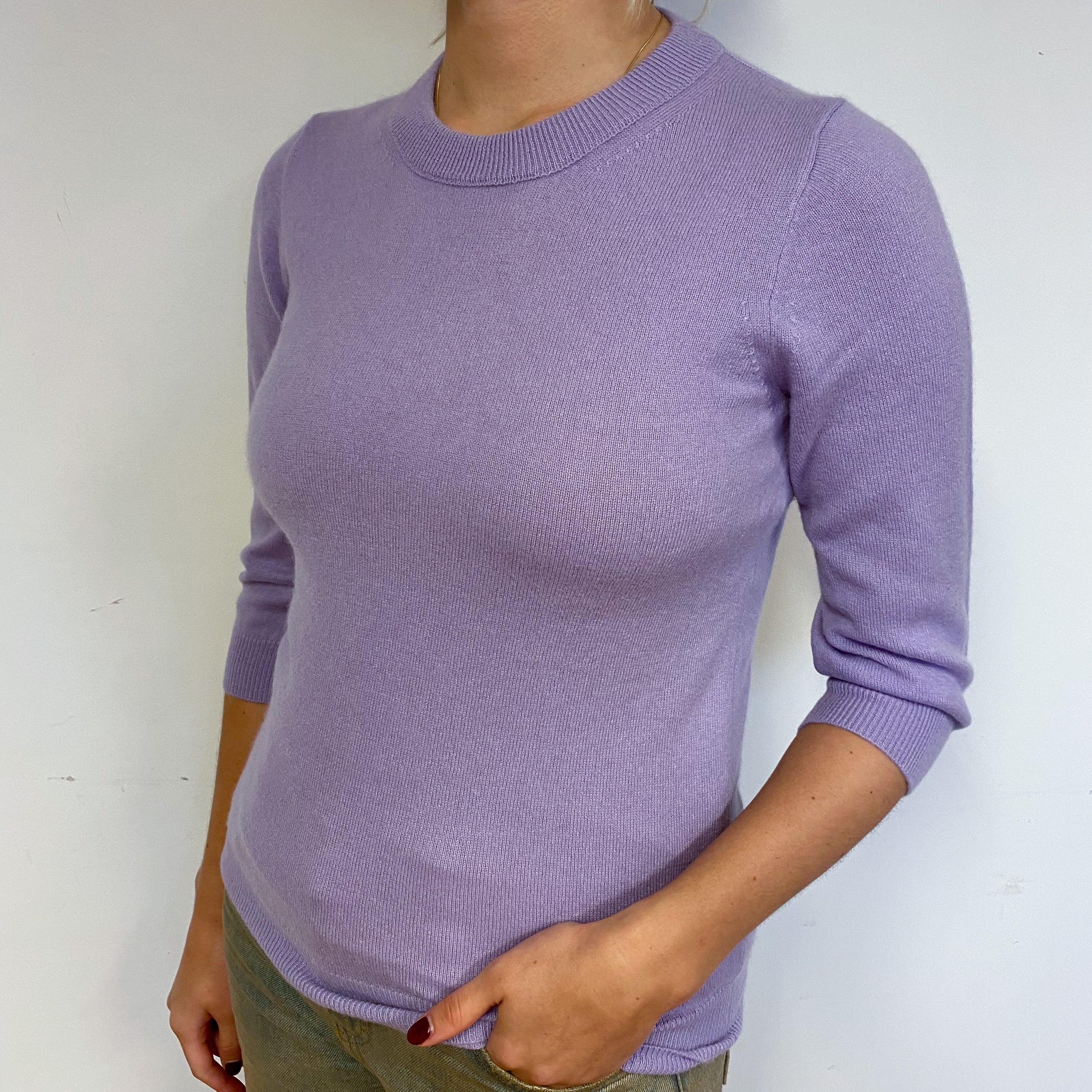 Lilac Cashmere Crew Neck Jumper Small