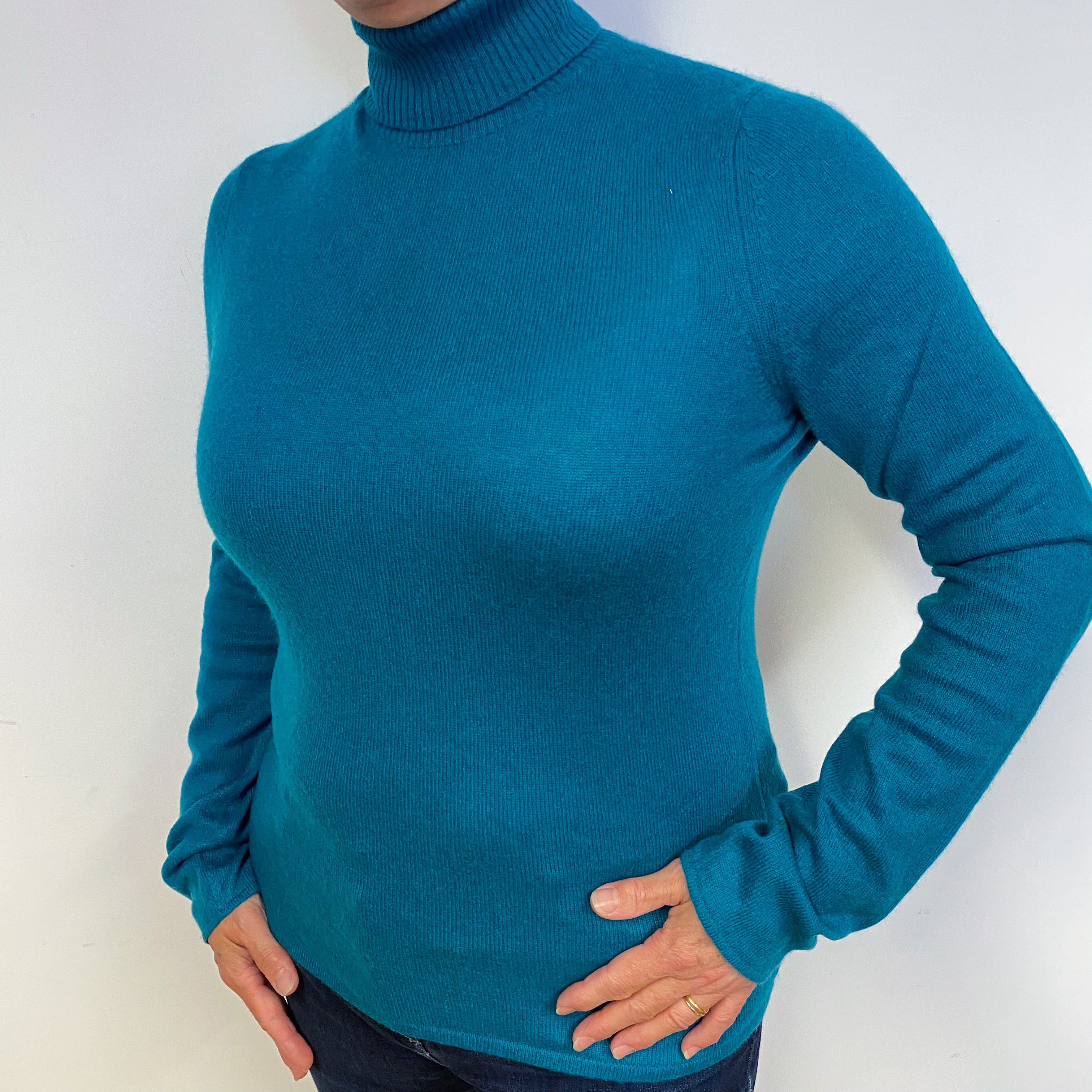 Emerald Green Cashmere Polo Neck Jumper