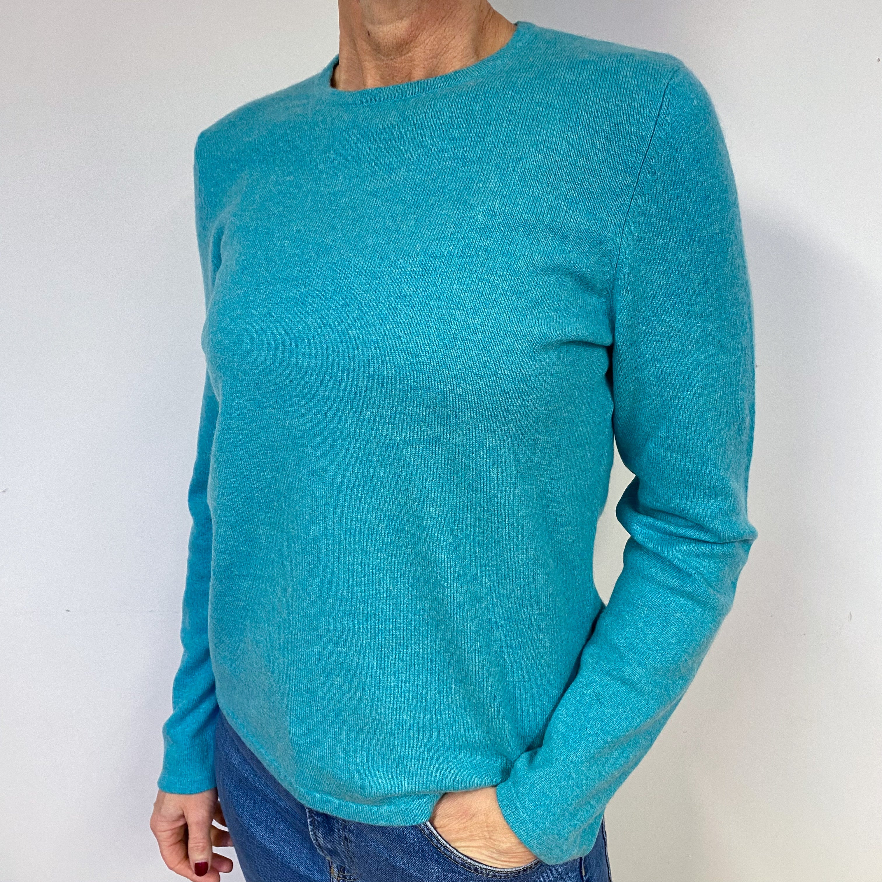 Turquoise Green Cashmere Crew Neck Jumper Medium