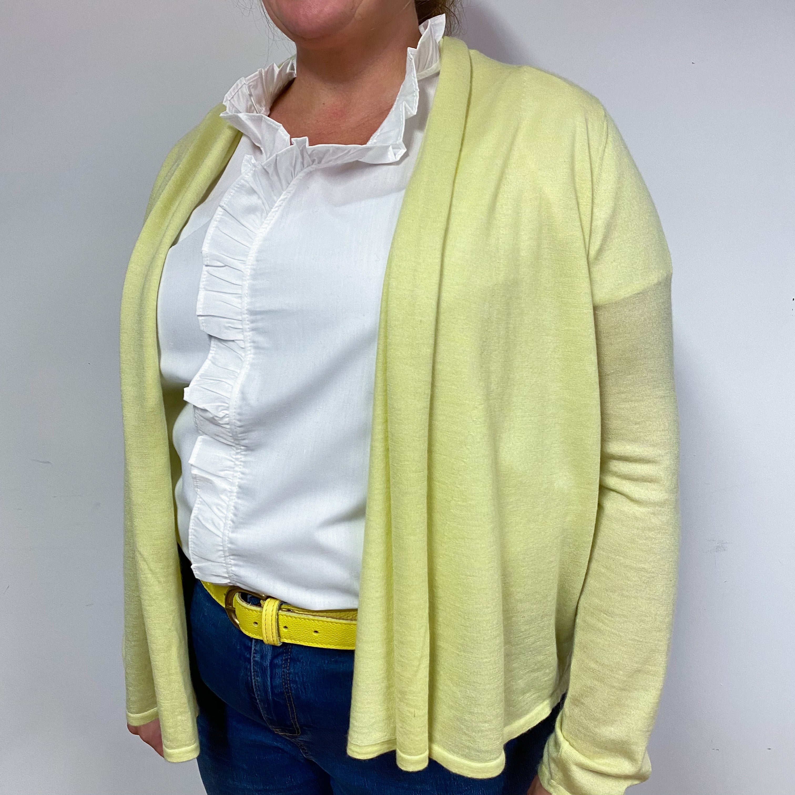 Primrose Yellow Lightweight Cashmere Cardigan Extra Large