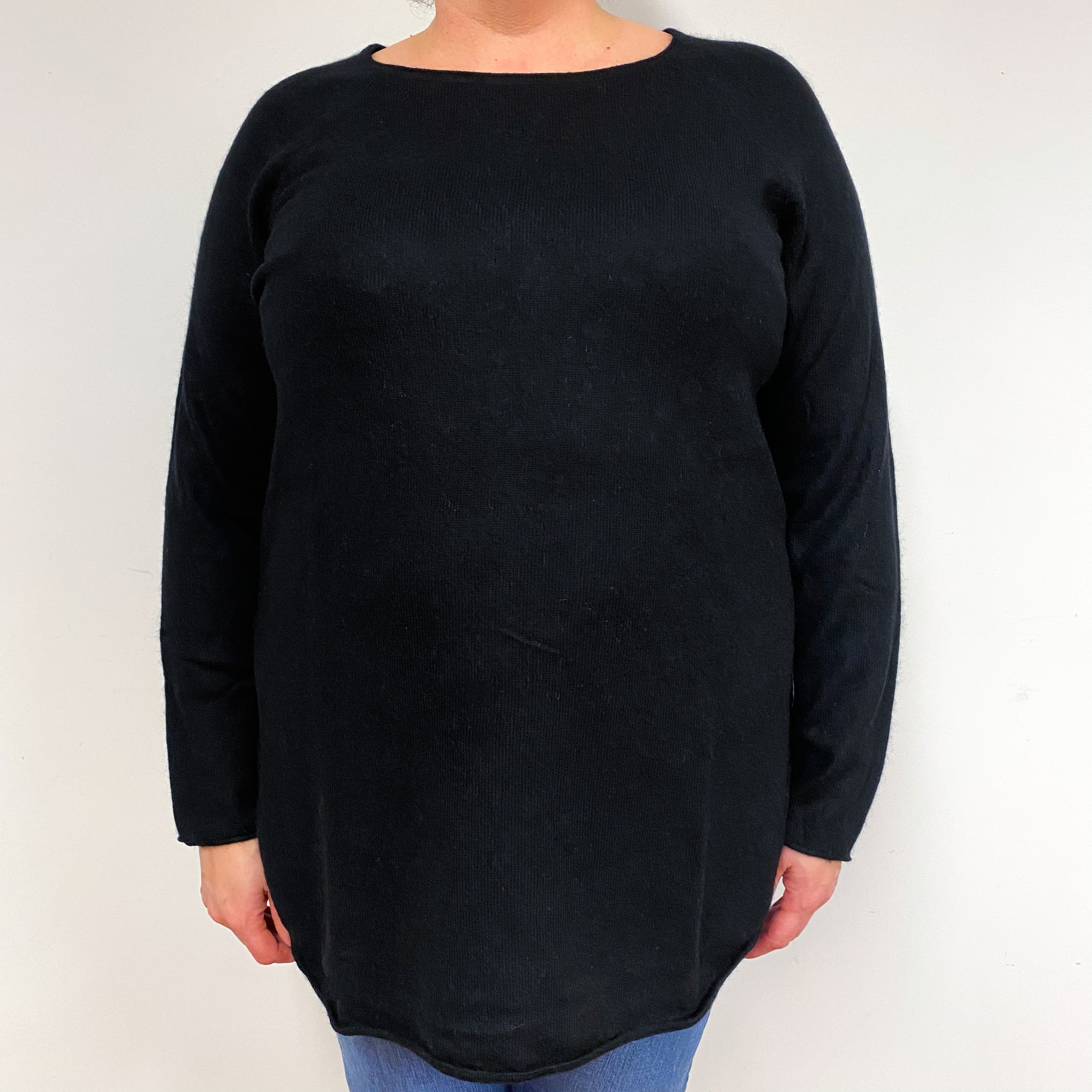 Black Cashmere Crew Neck Jumper Extra Large
