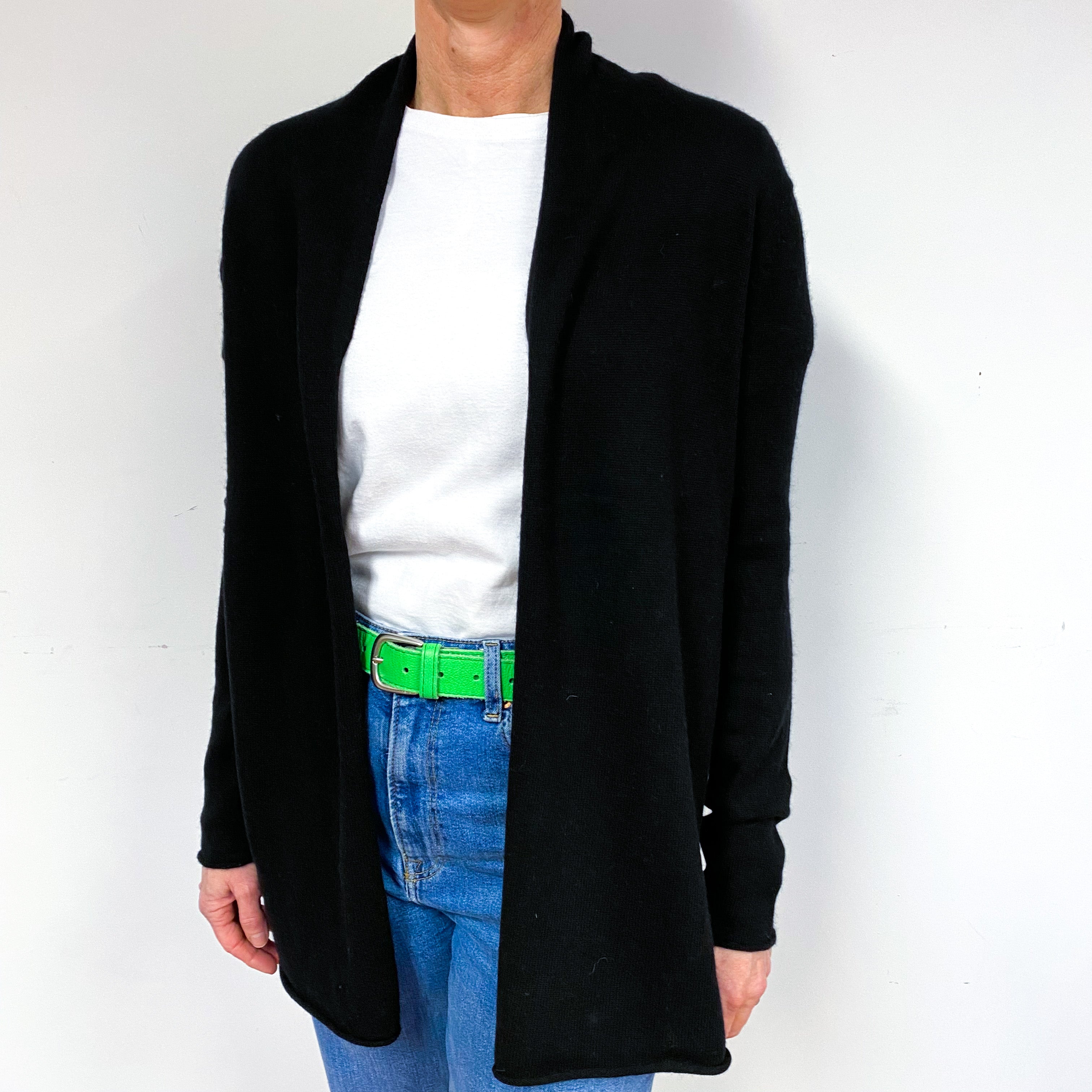 Black Cashmere Edge to Edge Cardigan Medium