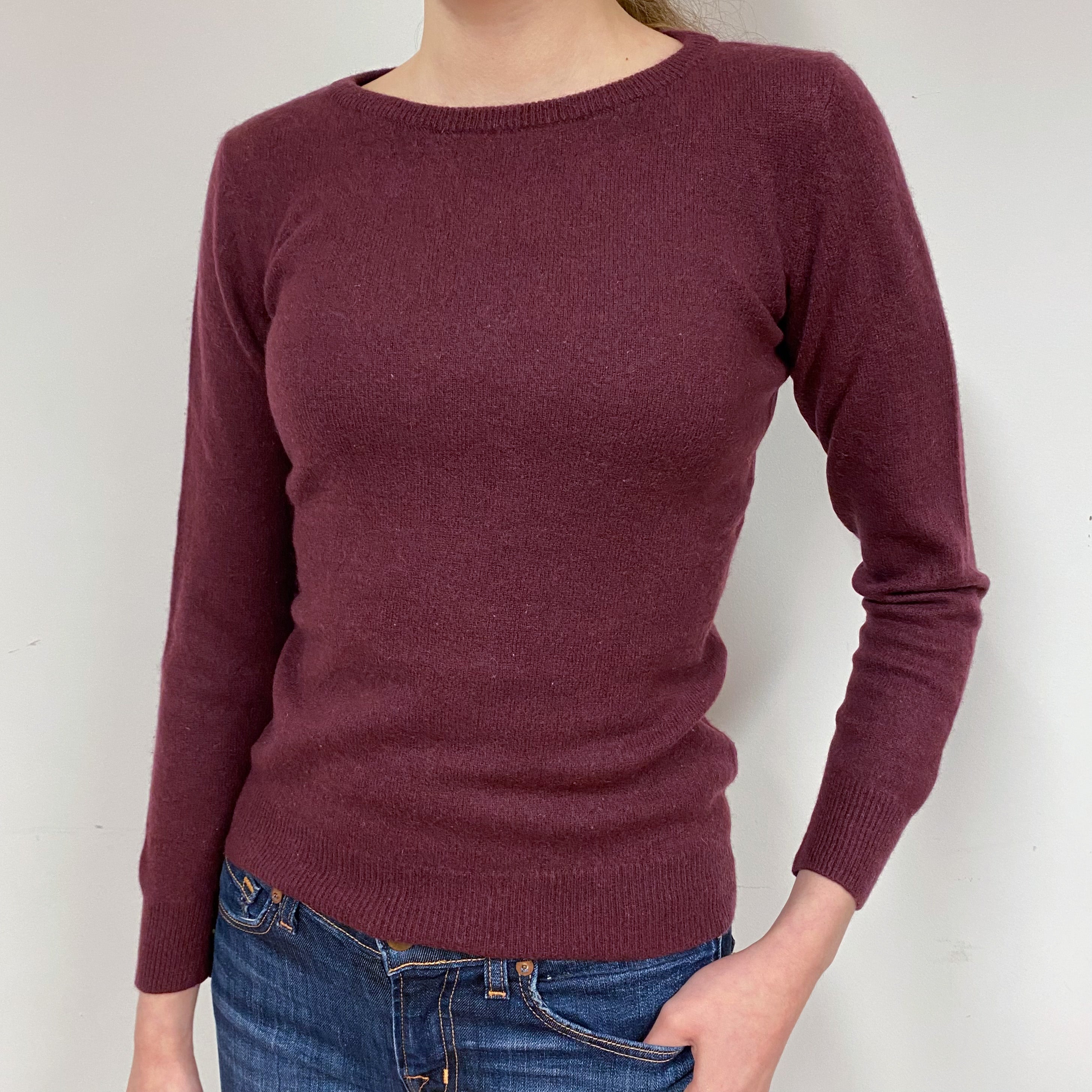 Mulberry Purple Cashmere Crew Neck Jumper Extra Small