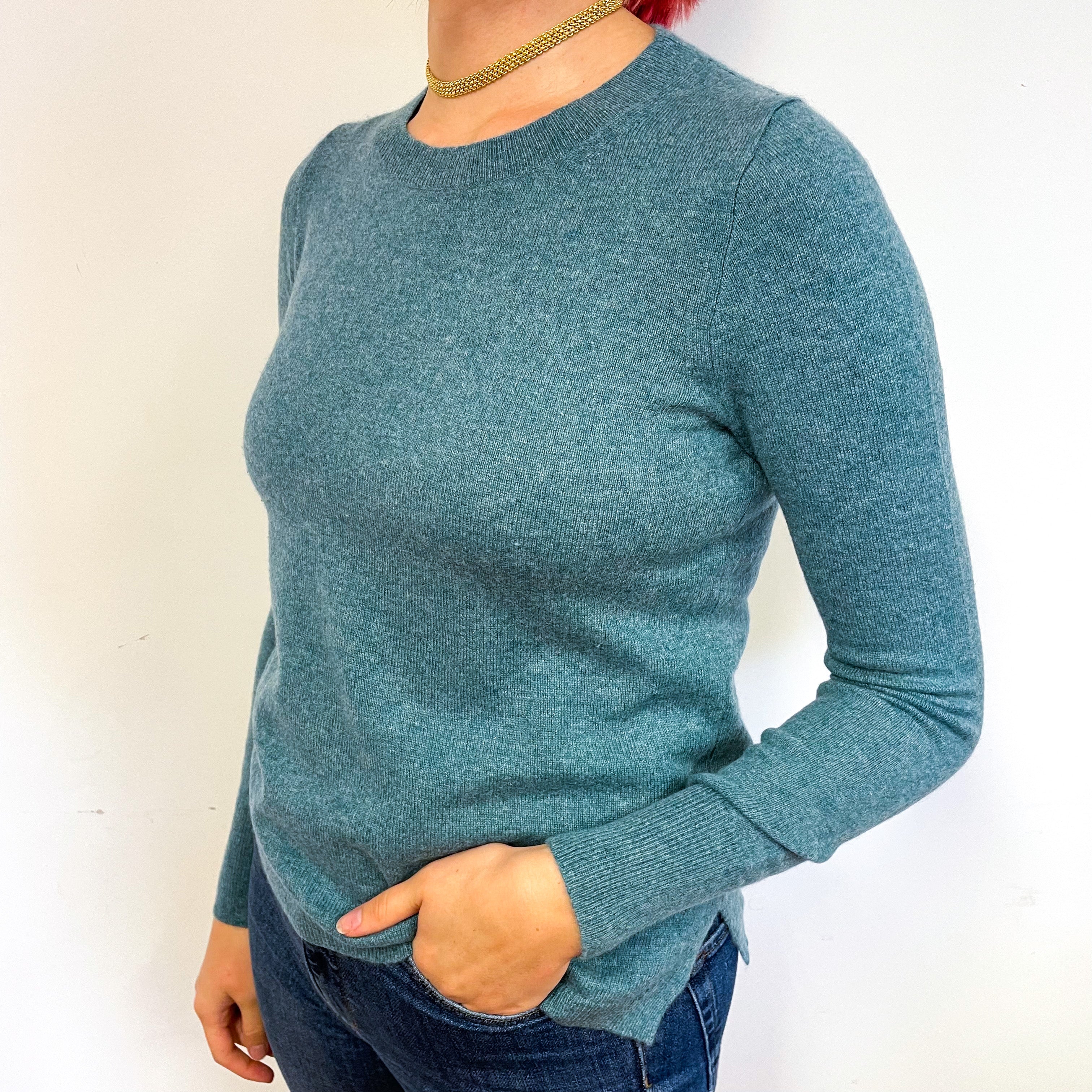 Sea Green Cashmere Crew Neck Jumper Small