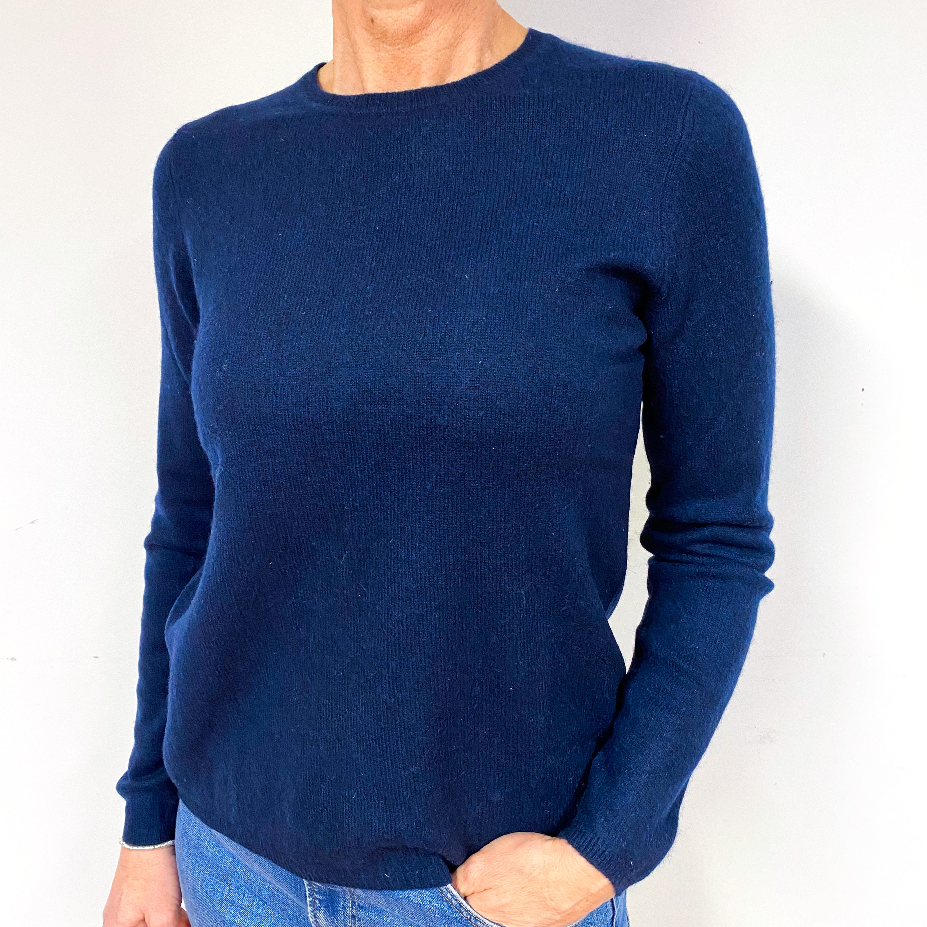 Navy Blue Cashmere Crew Neck Jumper Medium