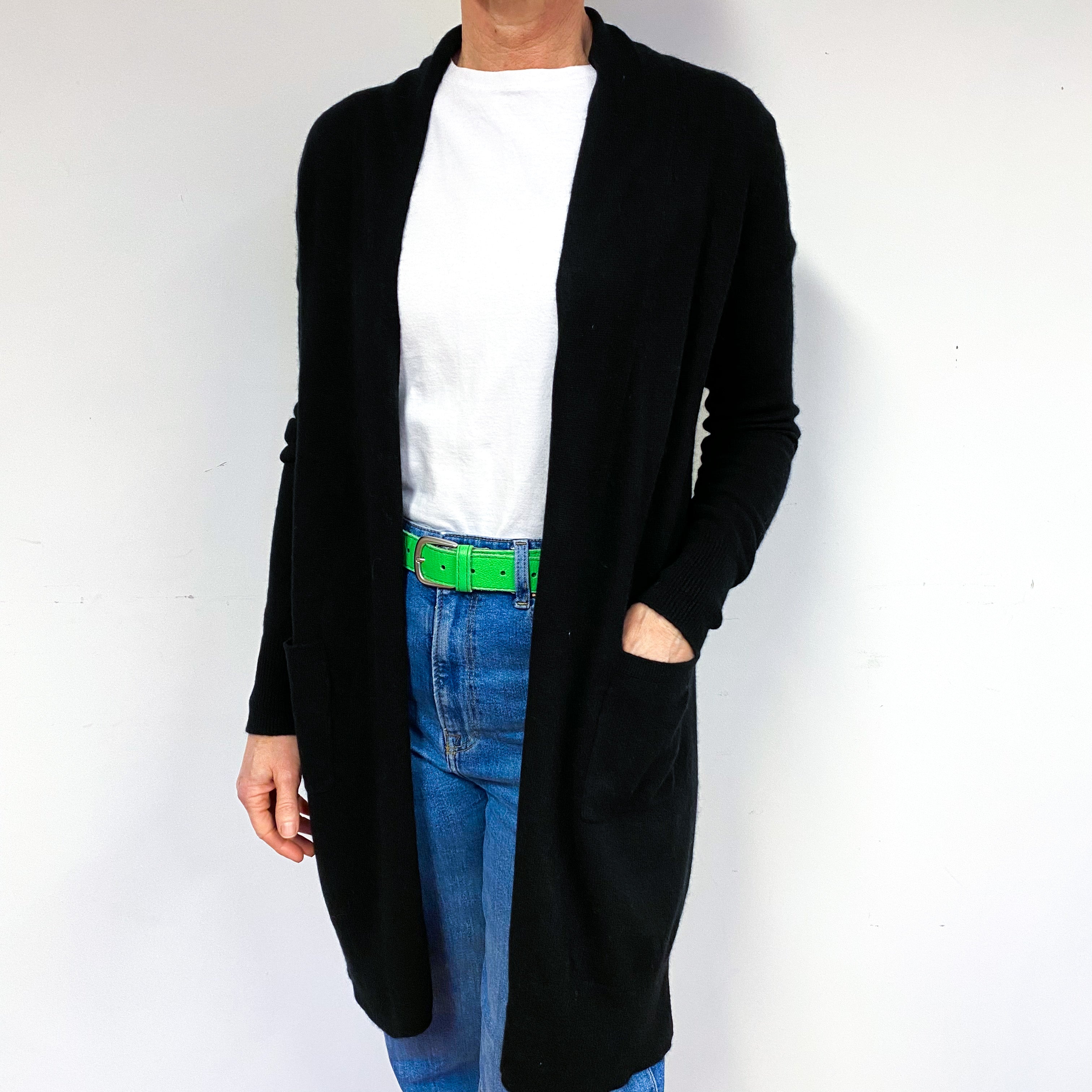 Black Cashmere Edge to Edge Cardigan Medium