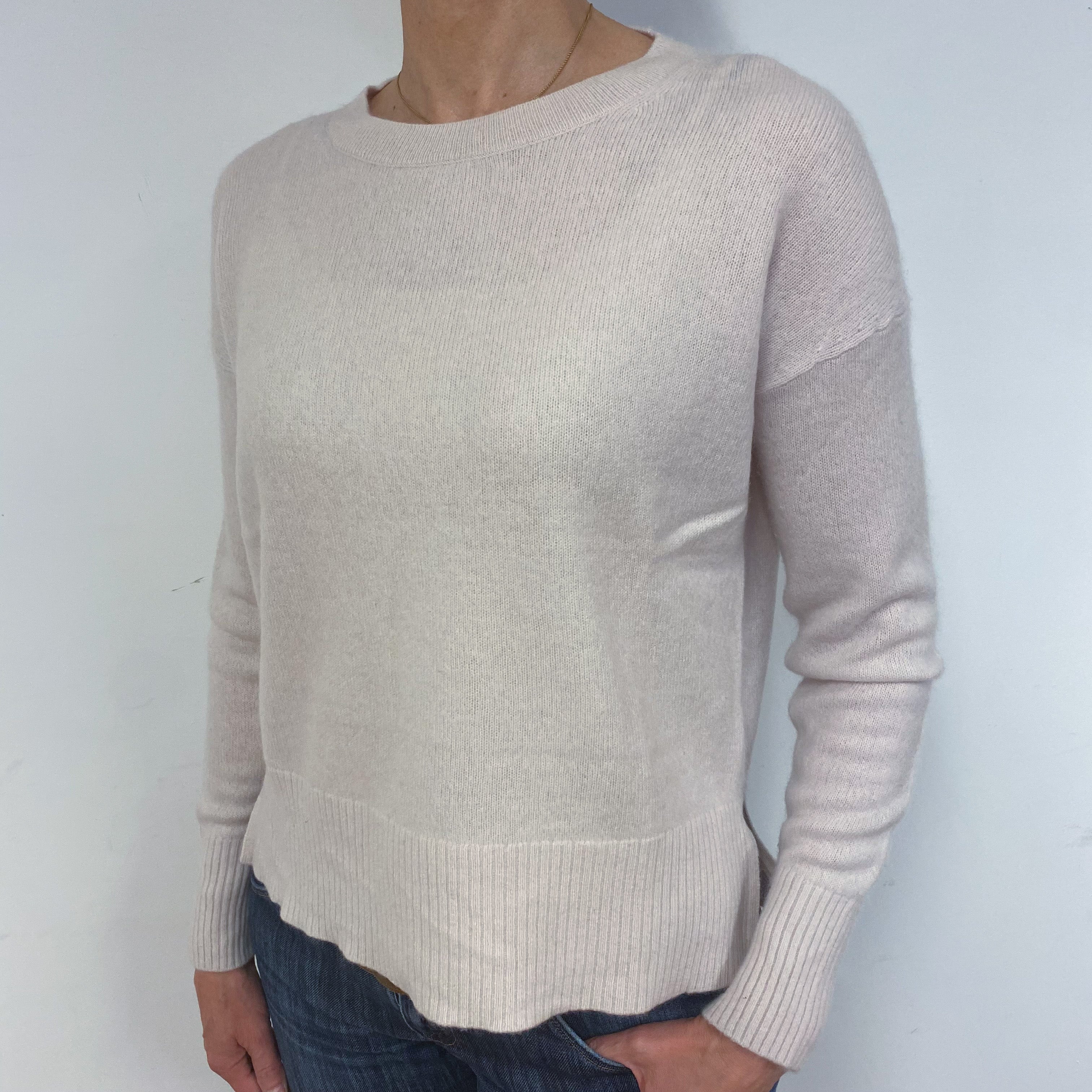 Ice Pink Boxy Cashmere Crew Neck Jumper