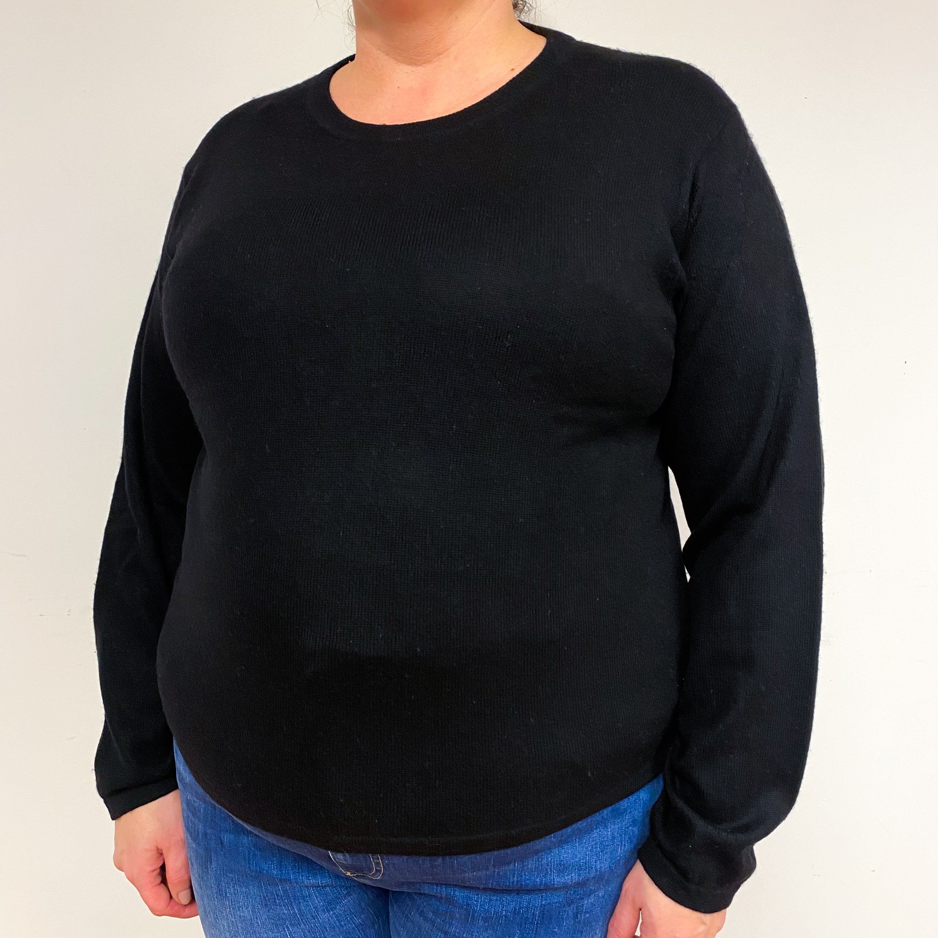 Black Cashmere Crew Neck Jumper Extra Large