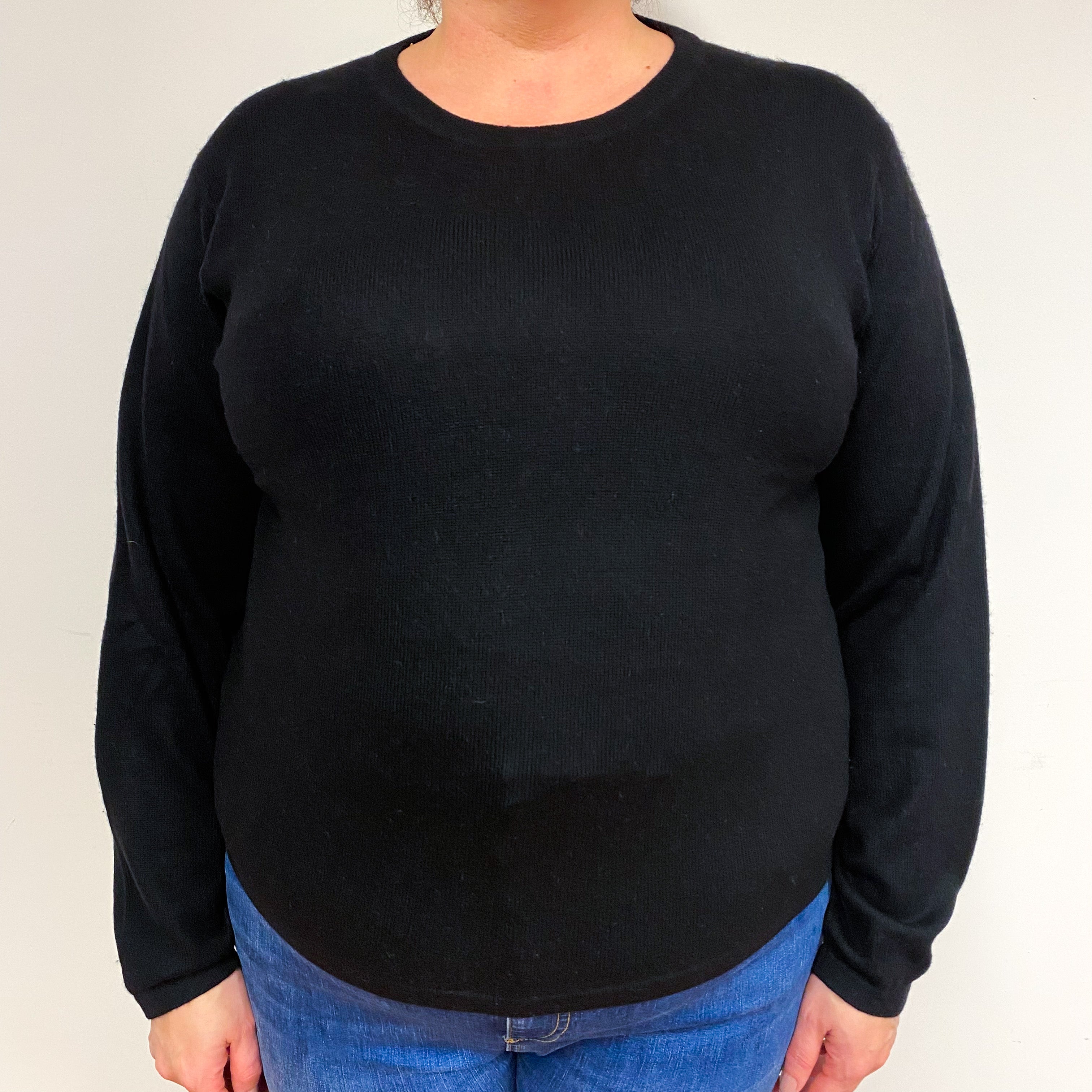 Black Cashmere Crew Neck Jumper Extra Large