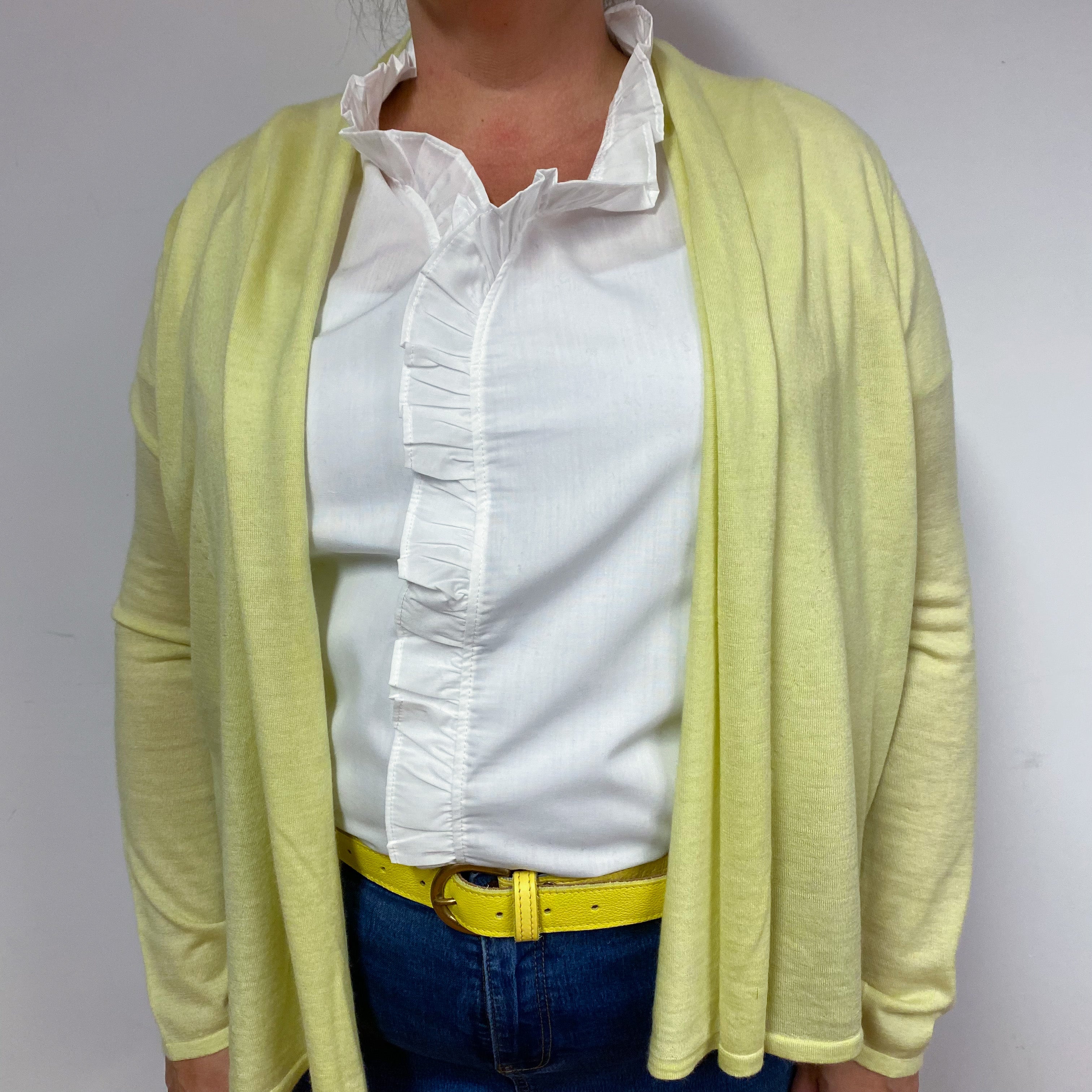 Primrose Yellow Lightweight Cashmere Cardigan Extra Large