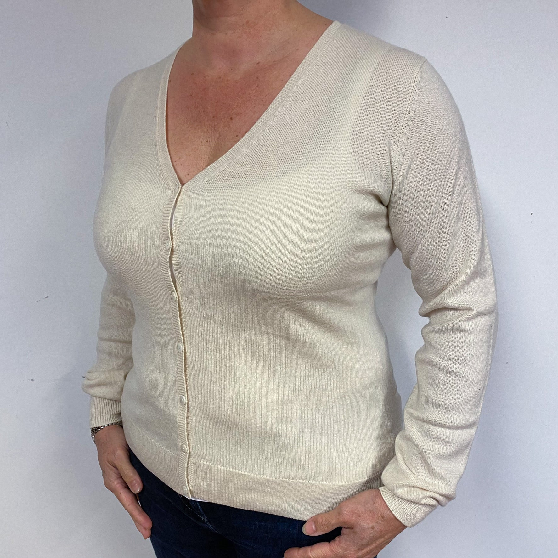 Vanilla Cream Cashmere Cardigan Large