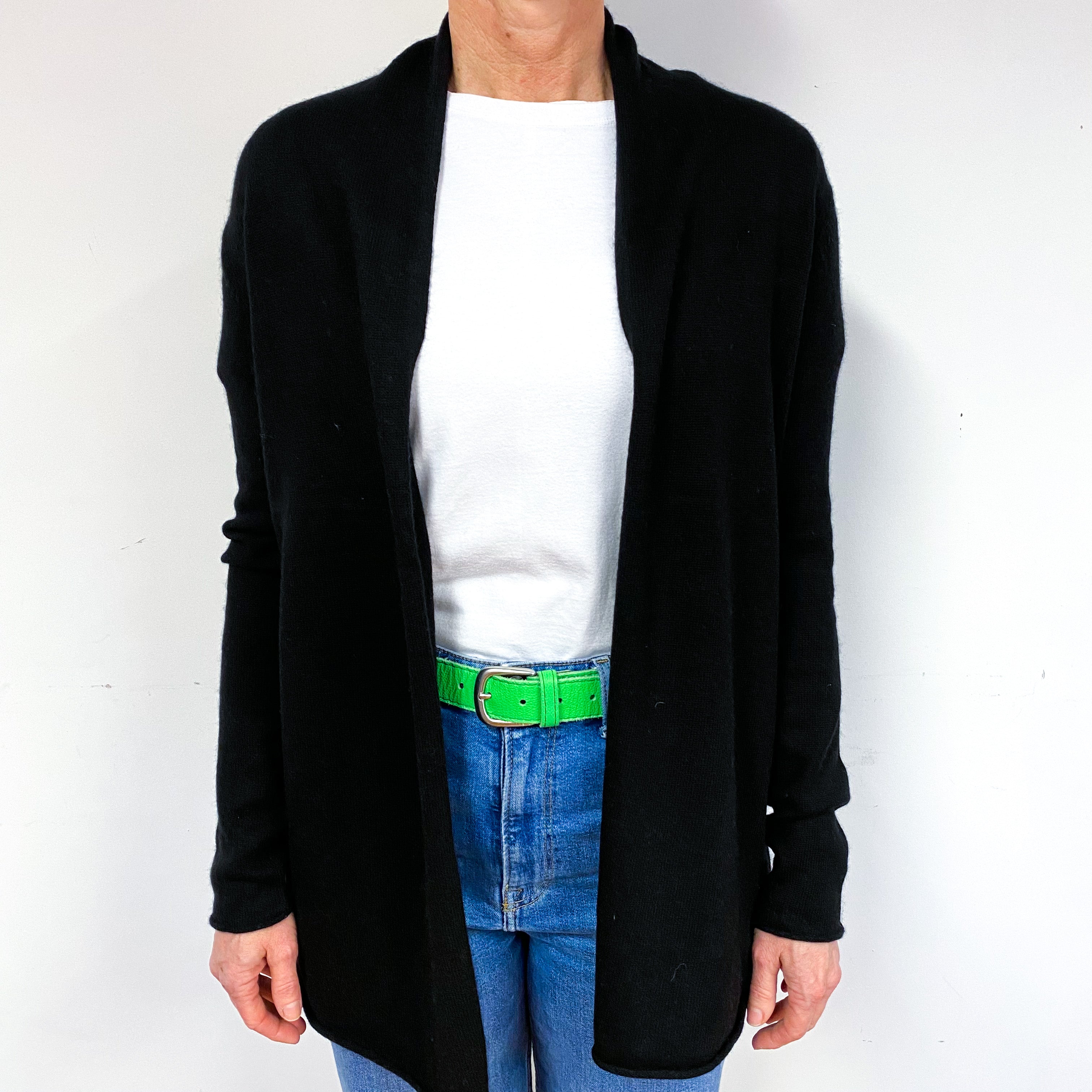 Black Cashmere Edge to Edge Cardigan Medium