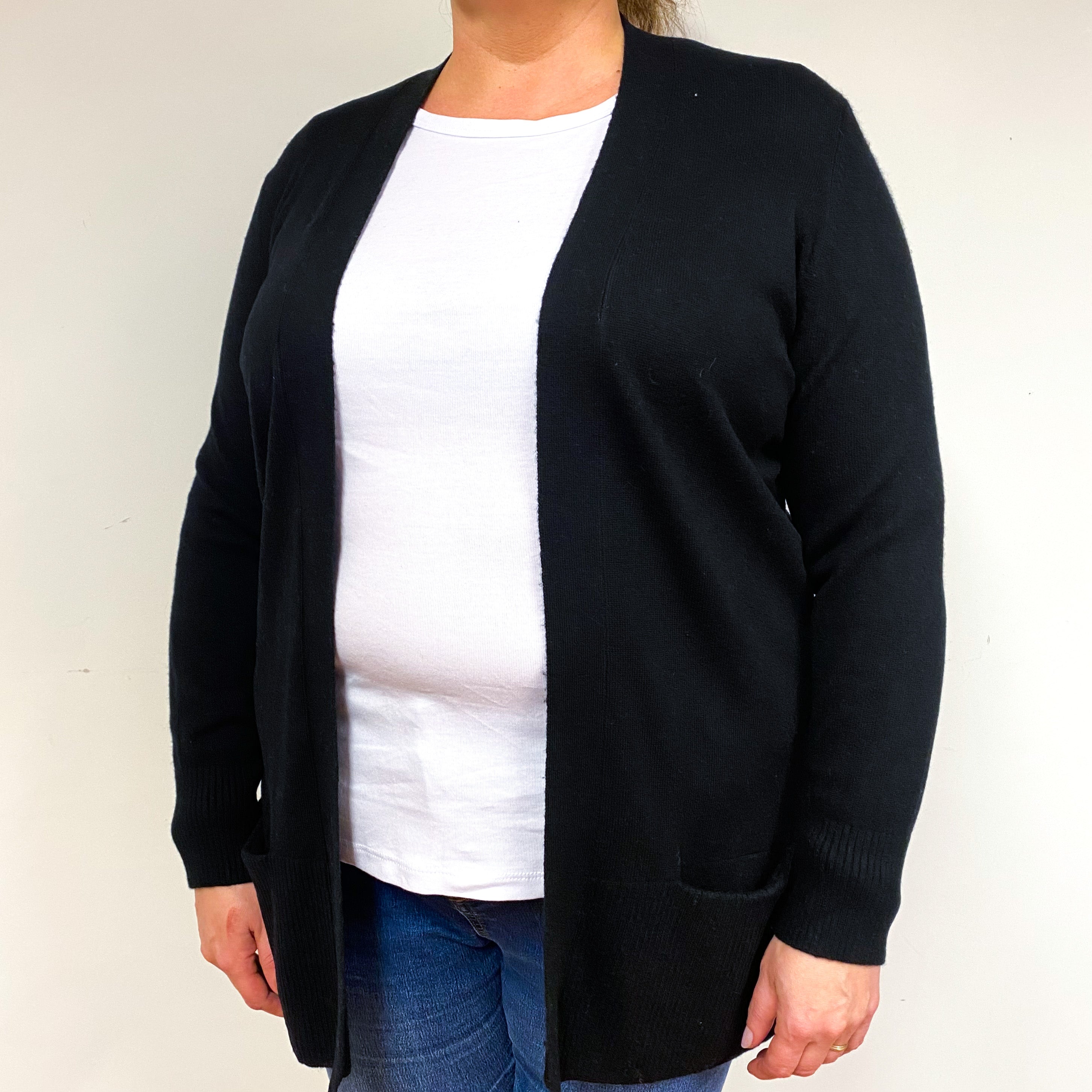 Black Cashmere Edge-Edge Cardigan Extra Large