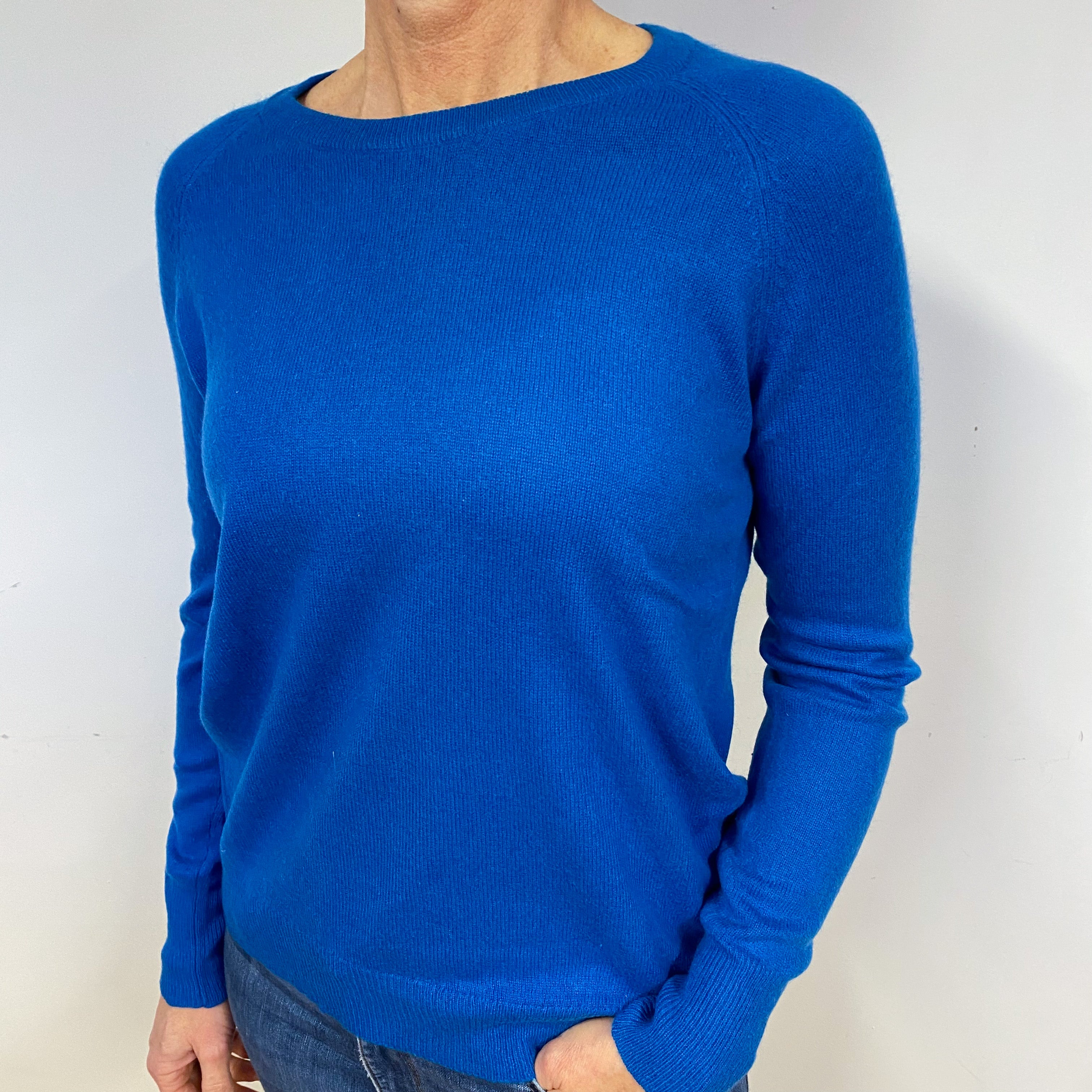 Tanzanite Blue Cashmere Crew Neck Jumper Medium