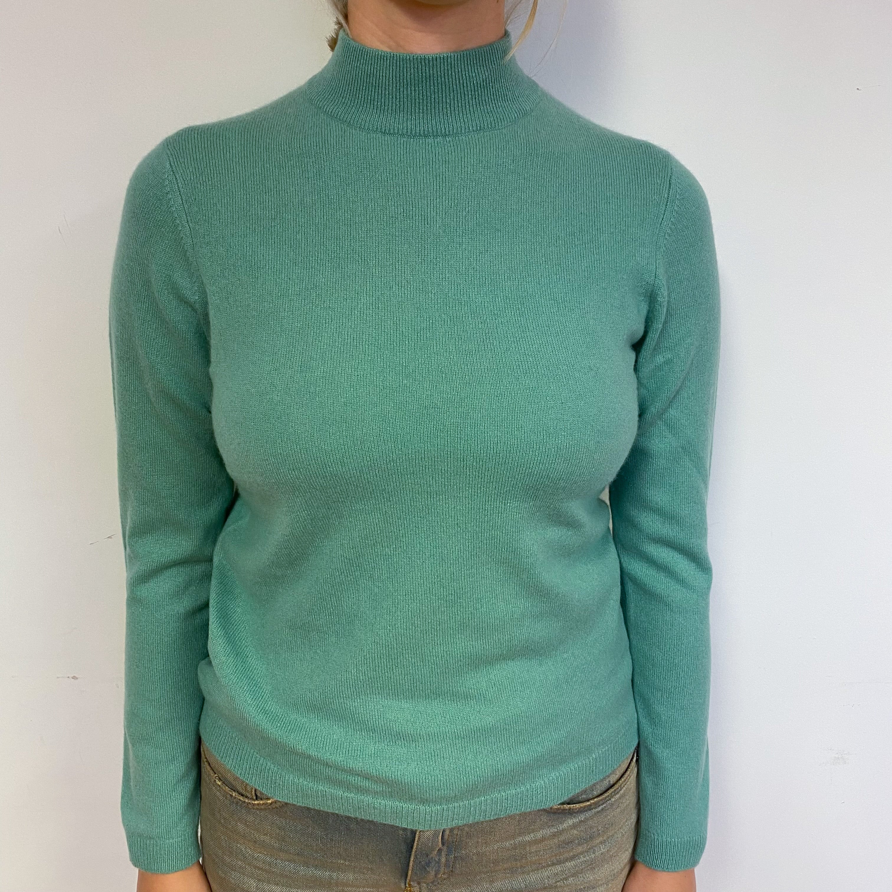 Sea Foam Green Cashmere Turtle Neck Jumper Small
