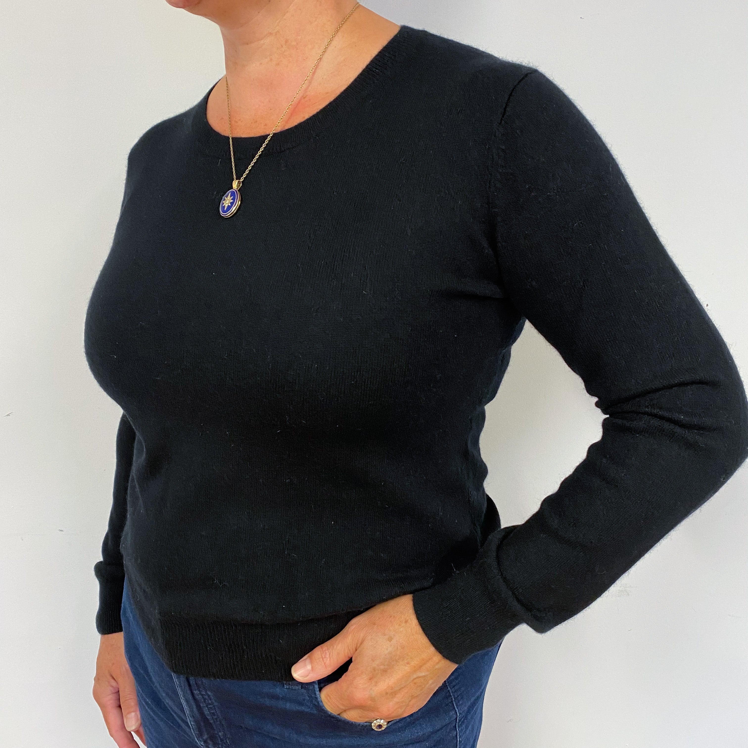 Black Cashmere Crew Neck Jumper