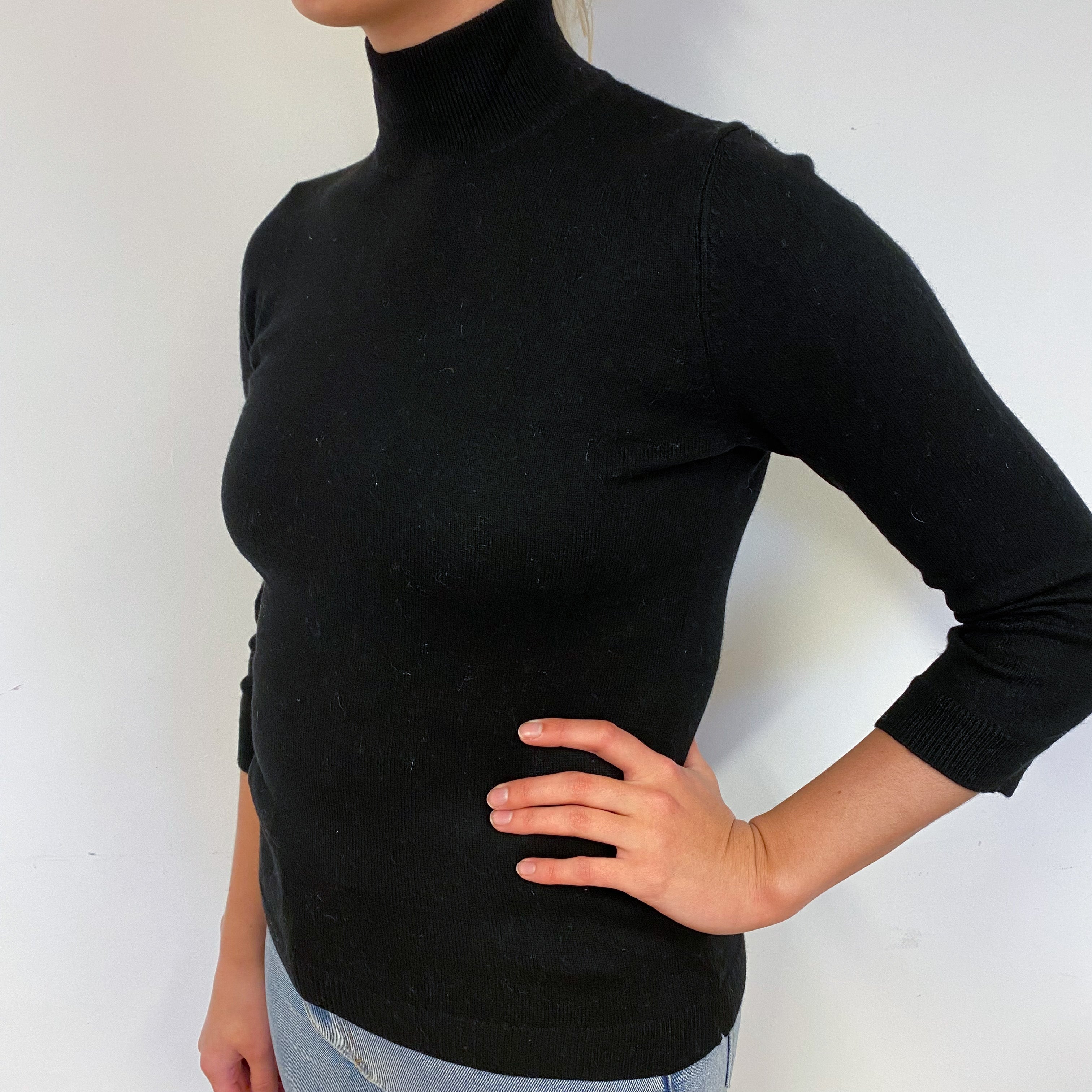 Tory Burch Black Cashmere Polo Neck Jumper Small