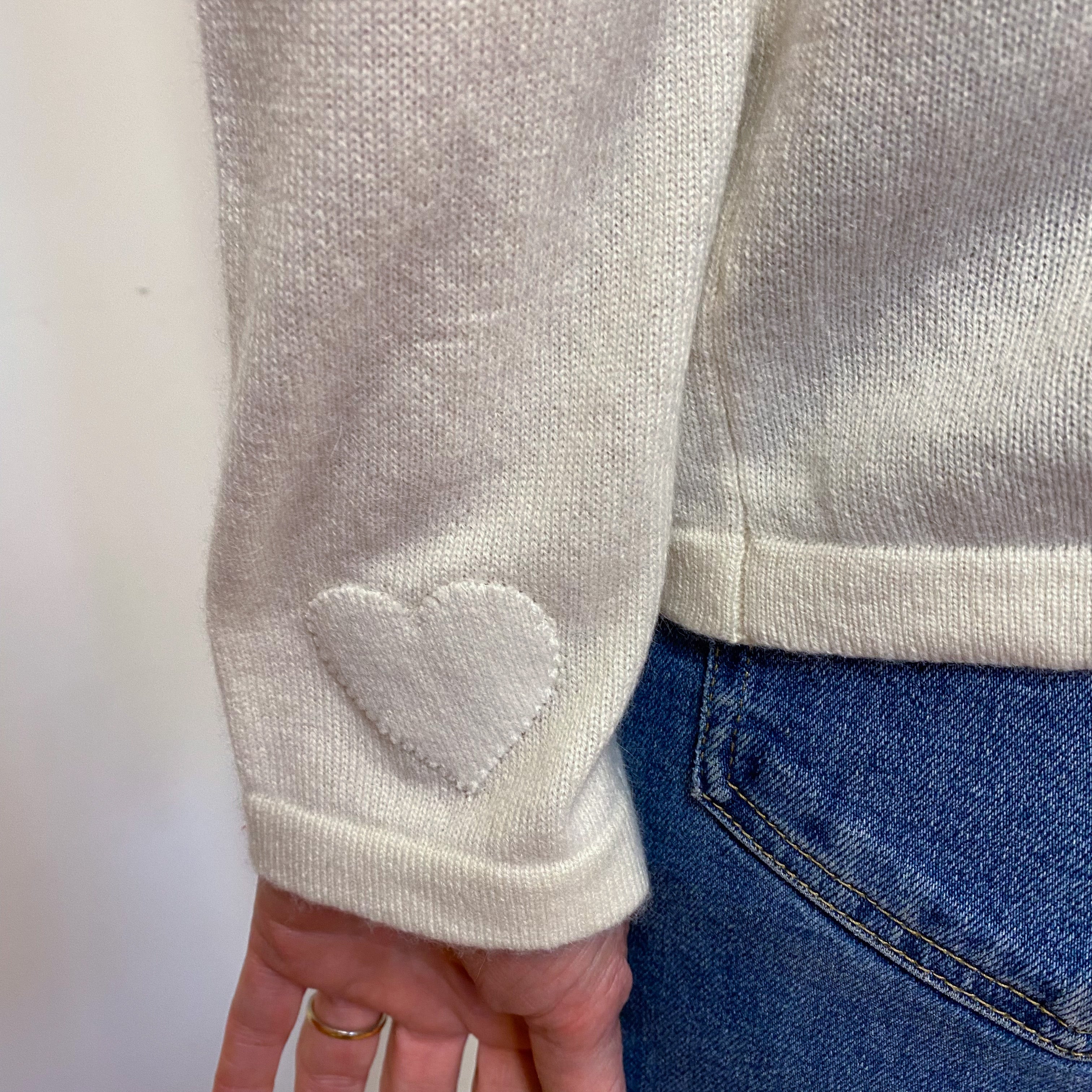 Cream Cashmere V-Neck Cardigan Medium