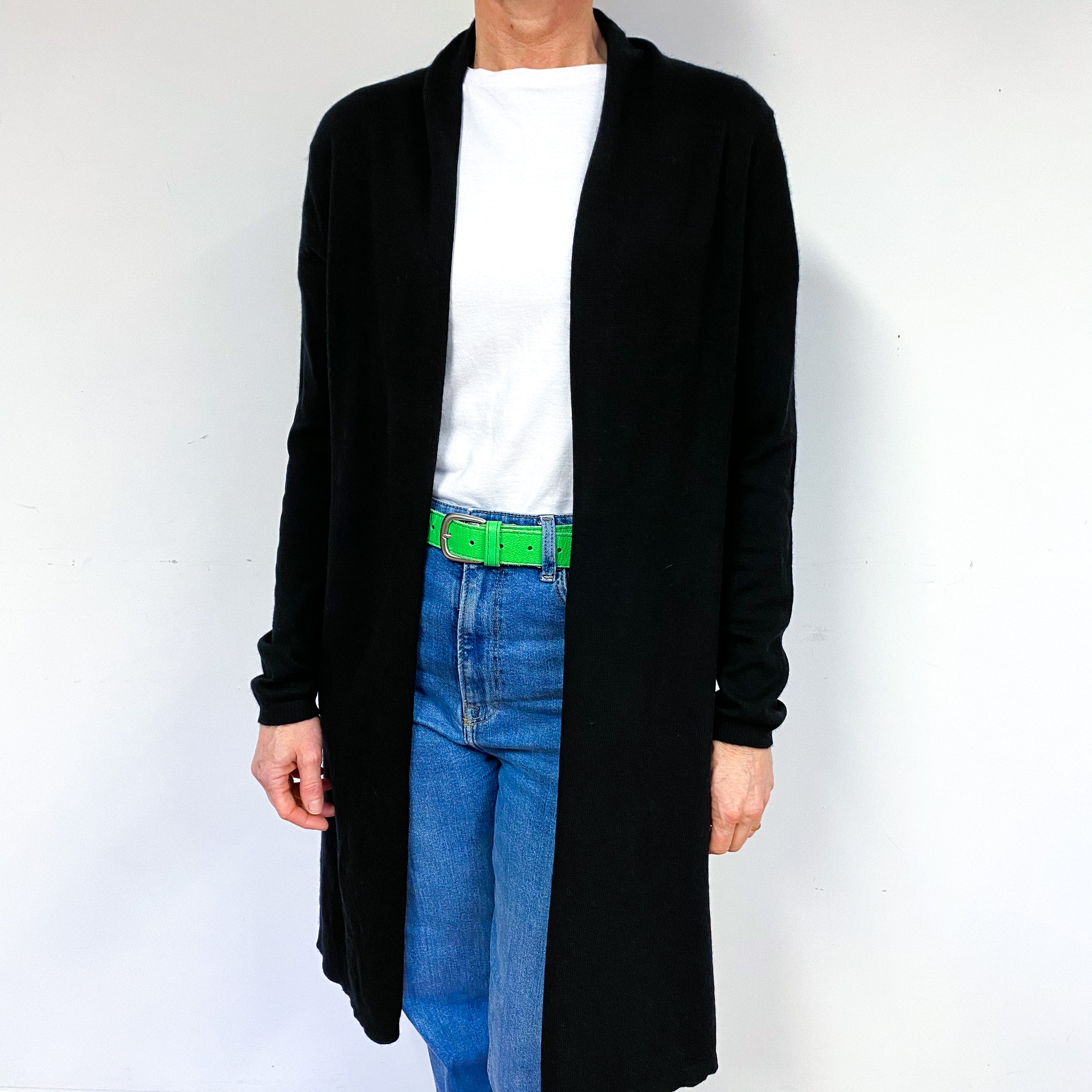 Black Cashmere Edge to Edge Cardigan Medium