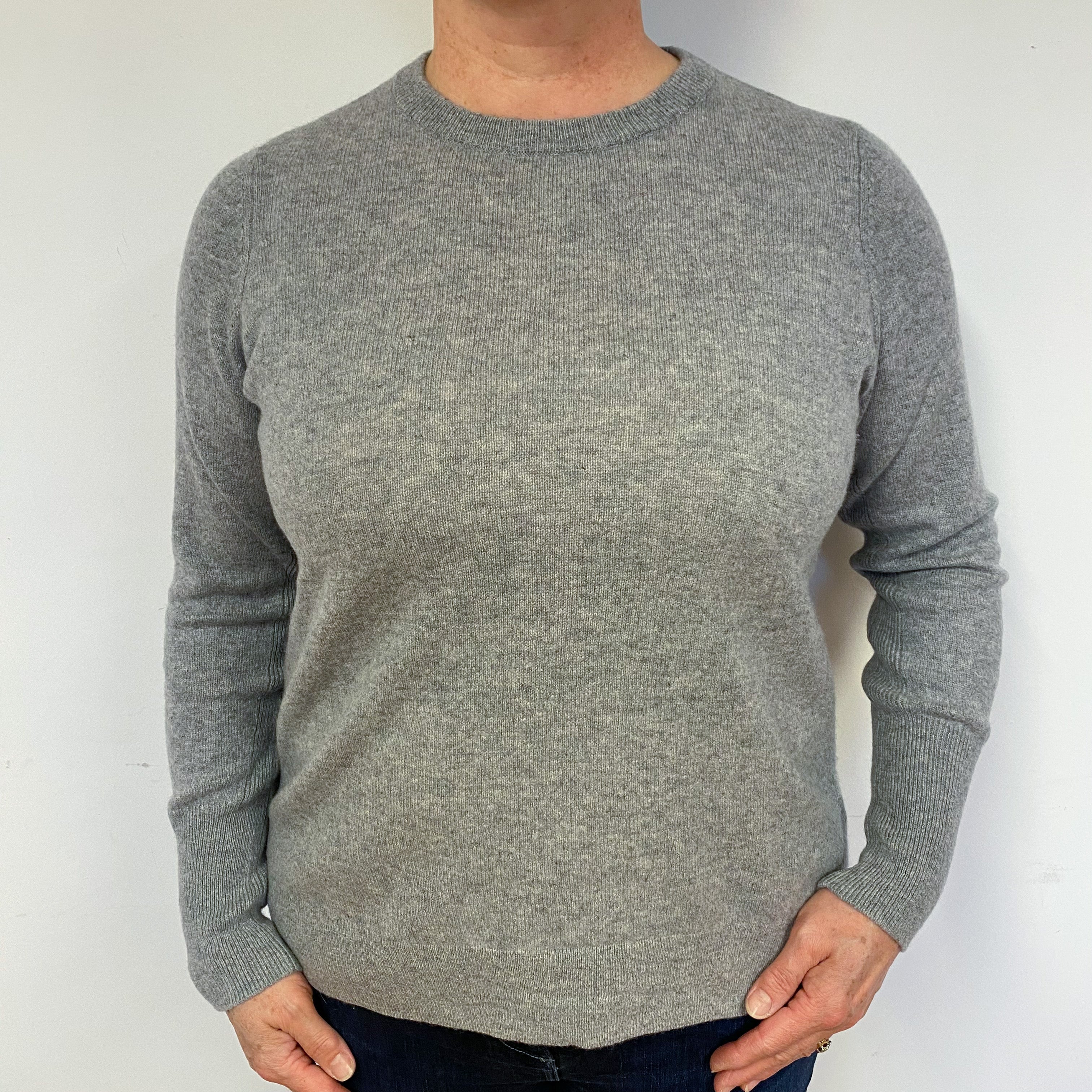 Smoke Grey Cashmere Crew Neck Jumper Large.
