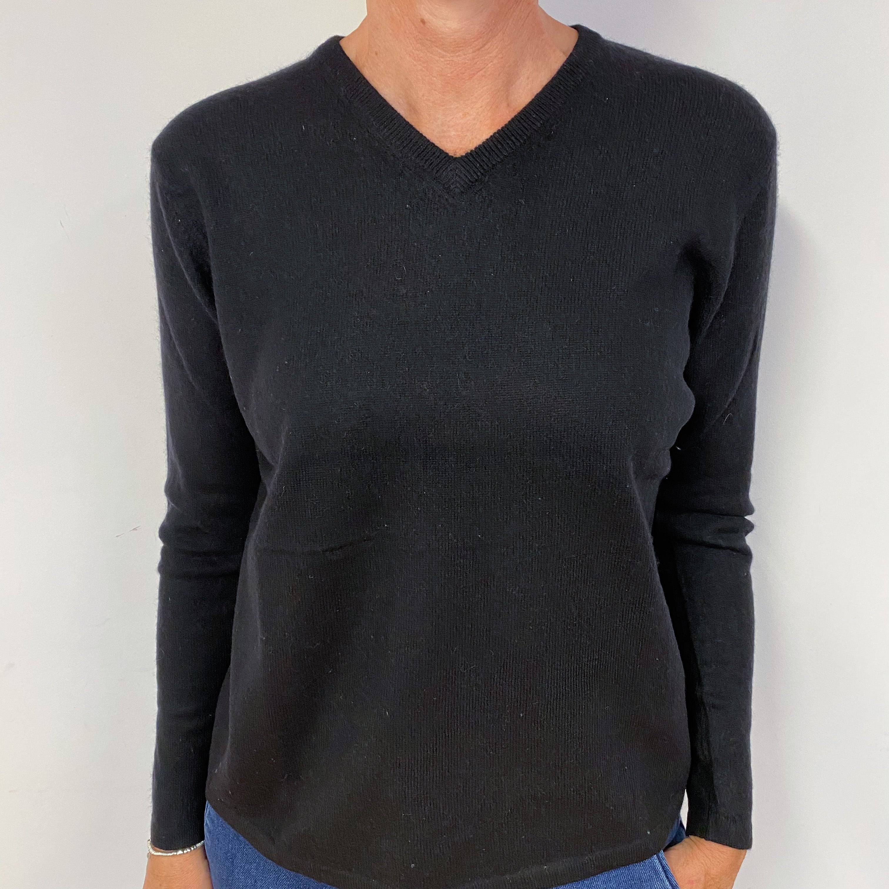 Black V Neck Cashmere Jumper