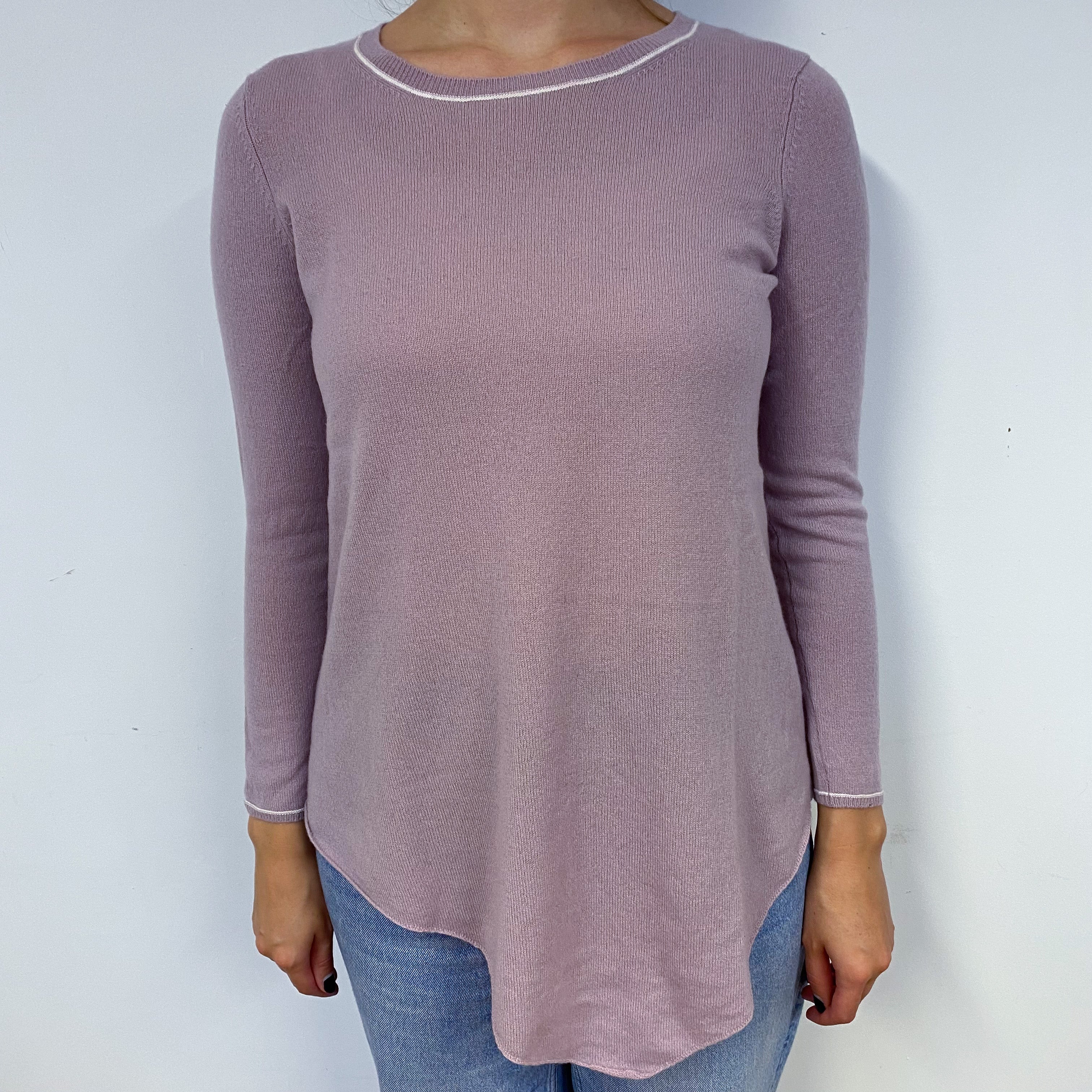 Lavender Purple Cashmere Crew Neck Tunic Jumper Small