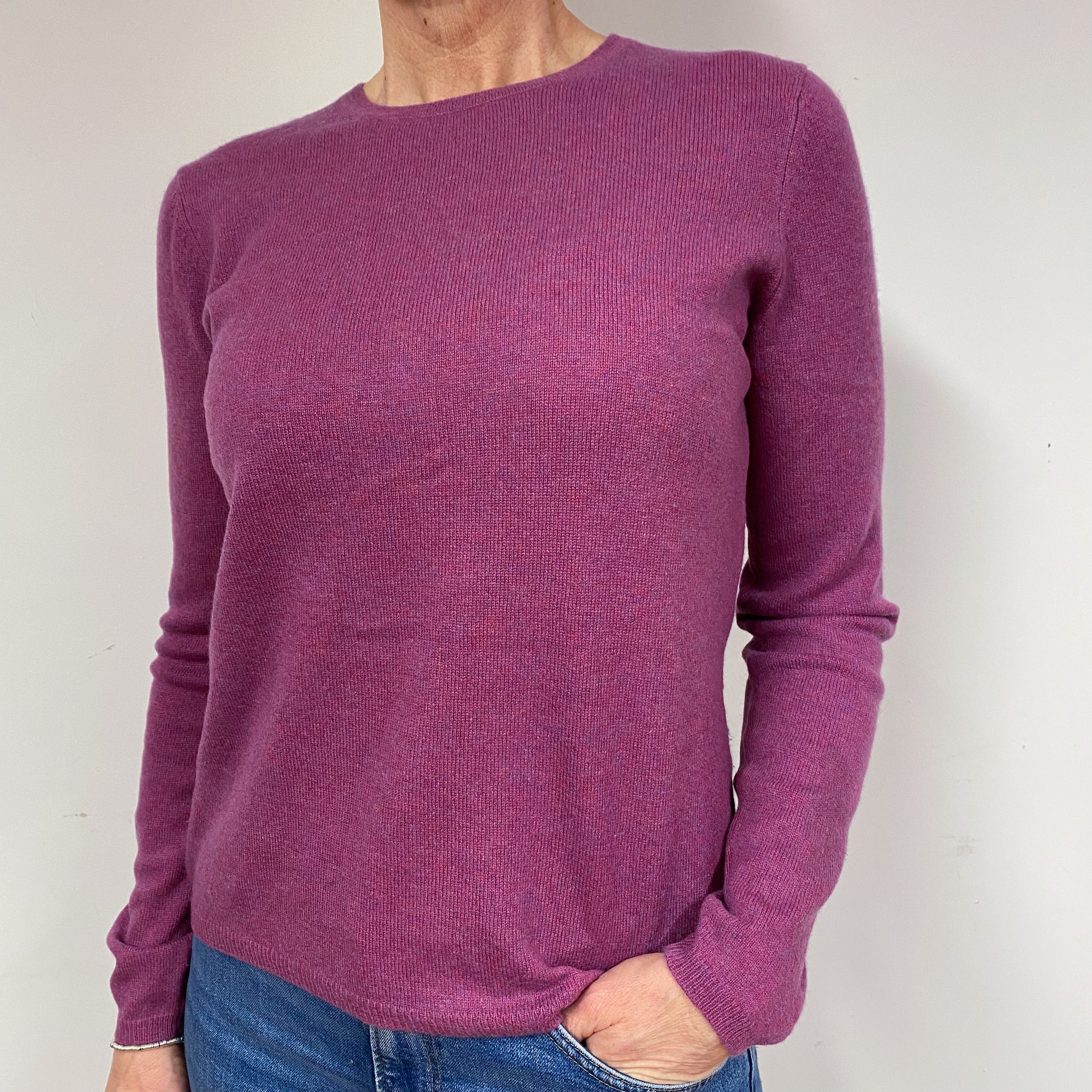 Loganberry Purple Cashmere Crew Neck Jumper Medium