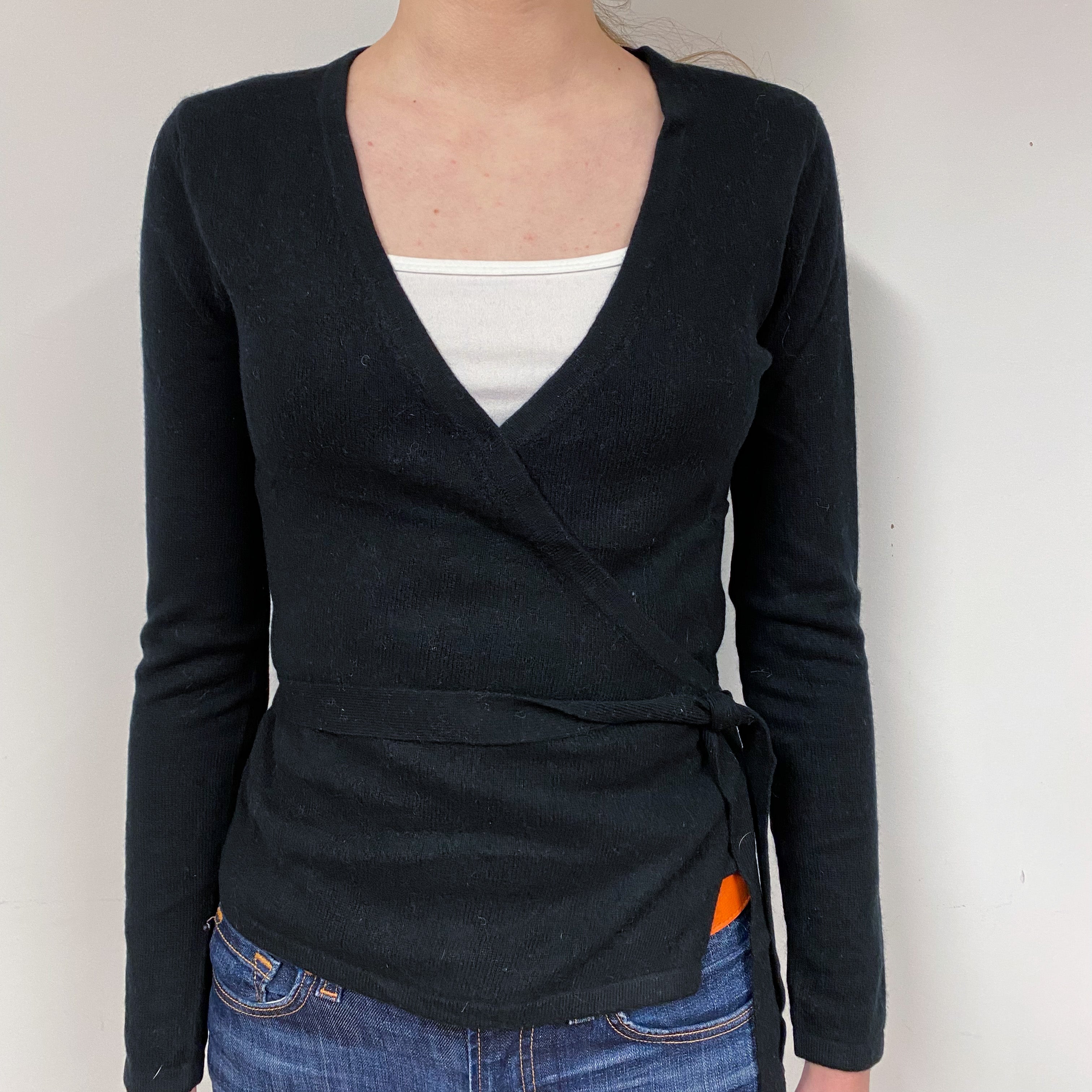 Black Cashmere Wrap Around Cardigan Extra Small