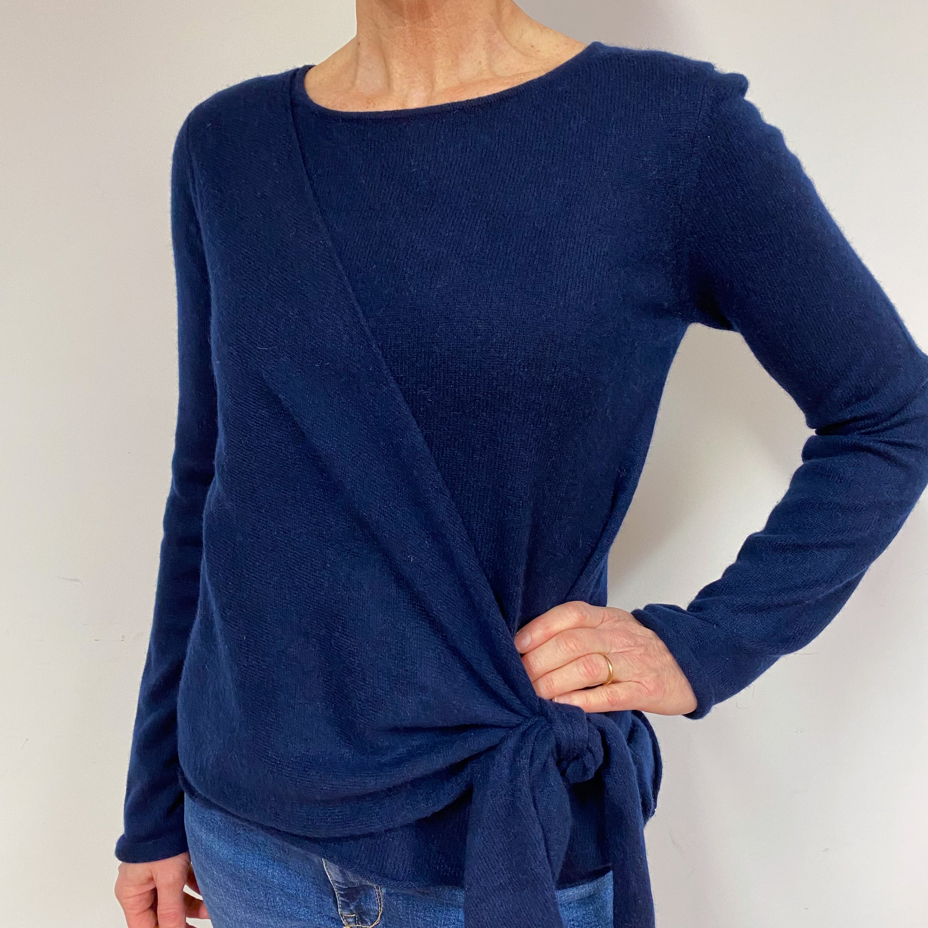 Navy Blue Cashmere Crew Neck Jumper Medium