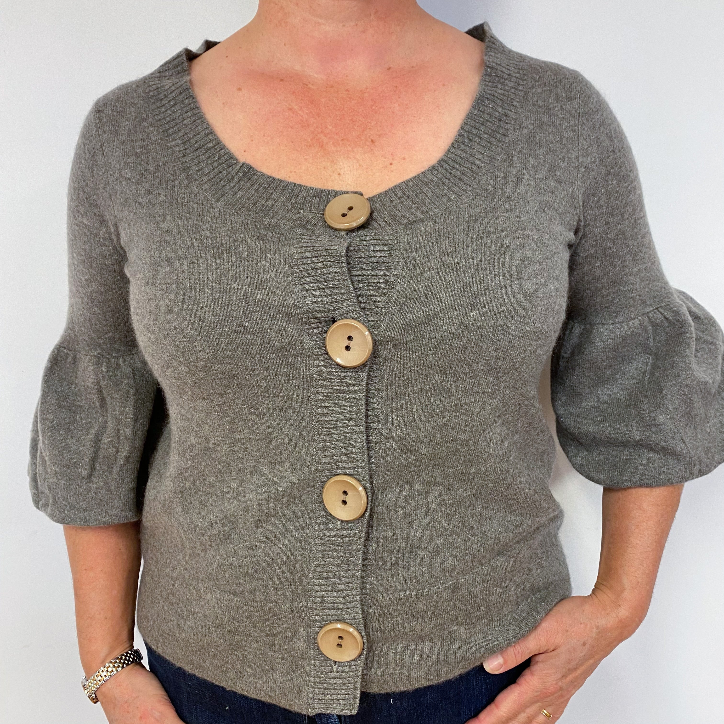 Steel Grey Cashmere Cardigan Large