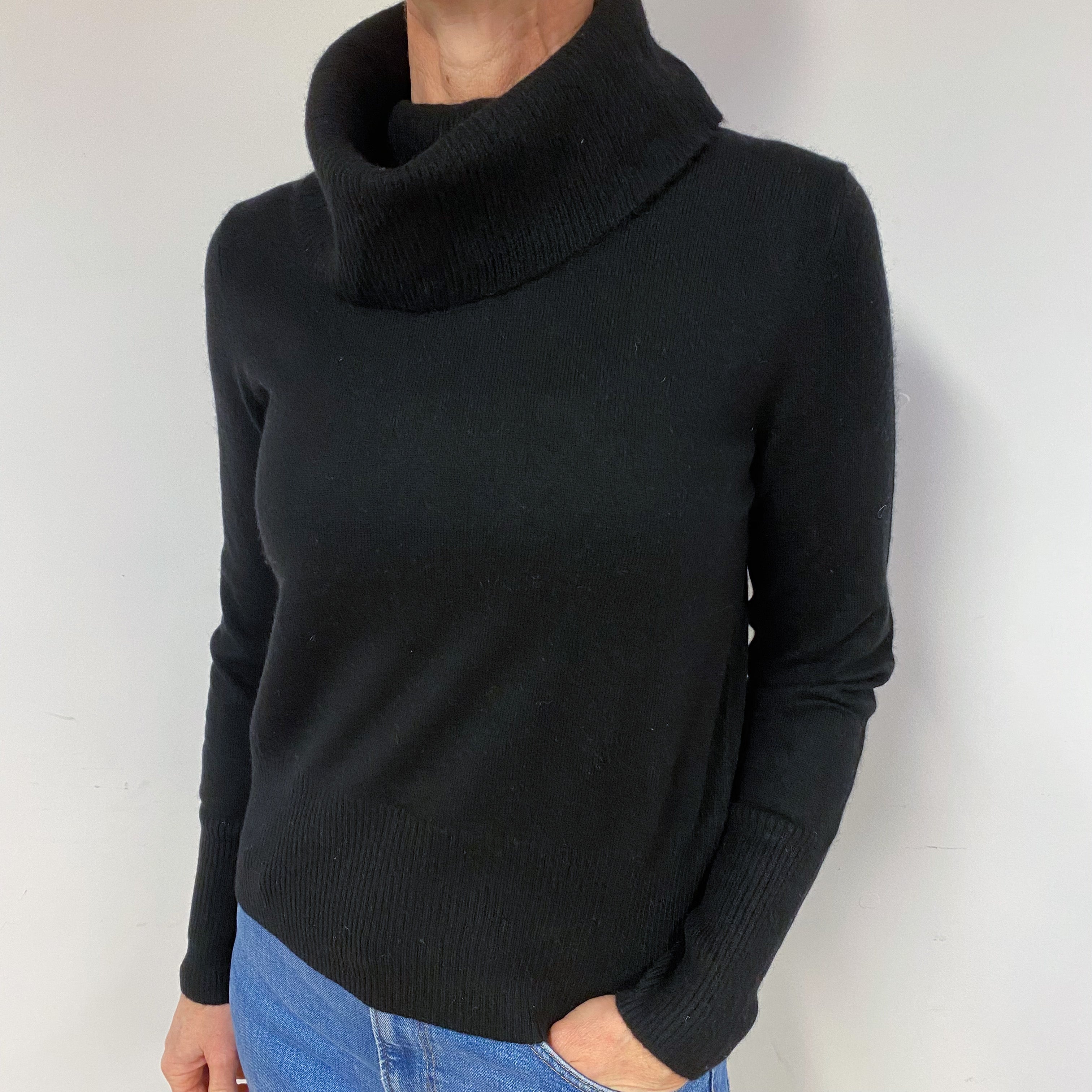 Black Cashmere Cowl Neck Jumper Medium