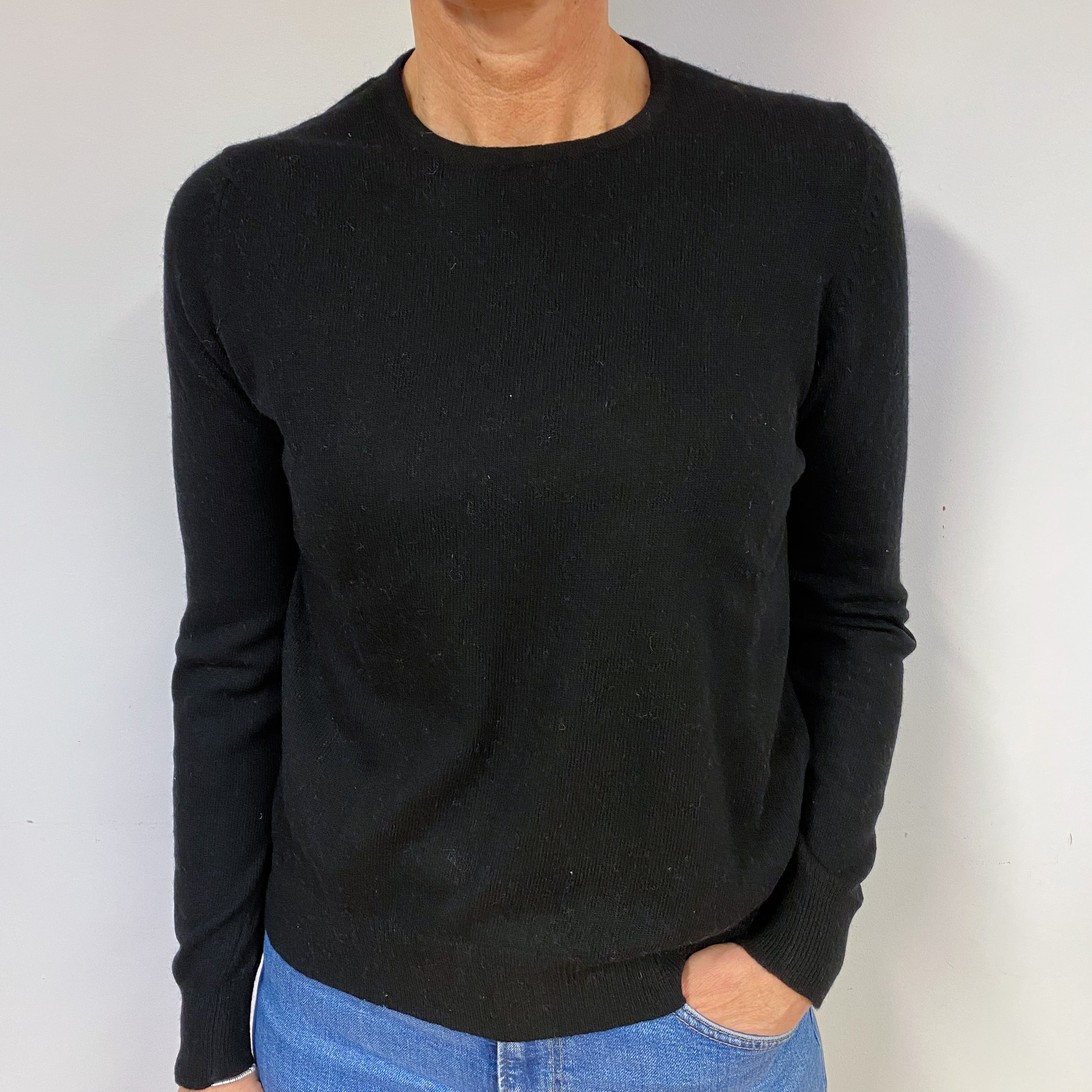 Black Cashmere Crew Neck Jumper Medium