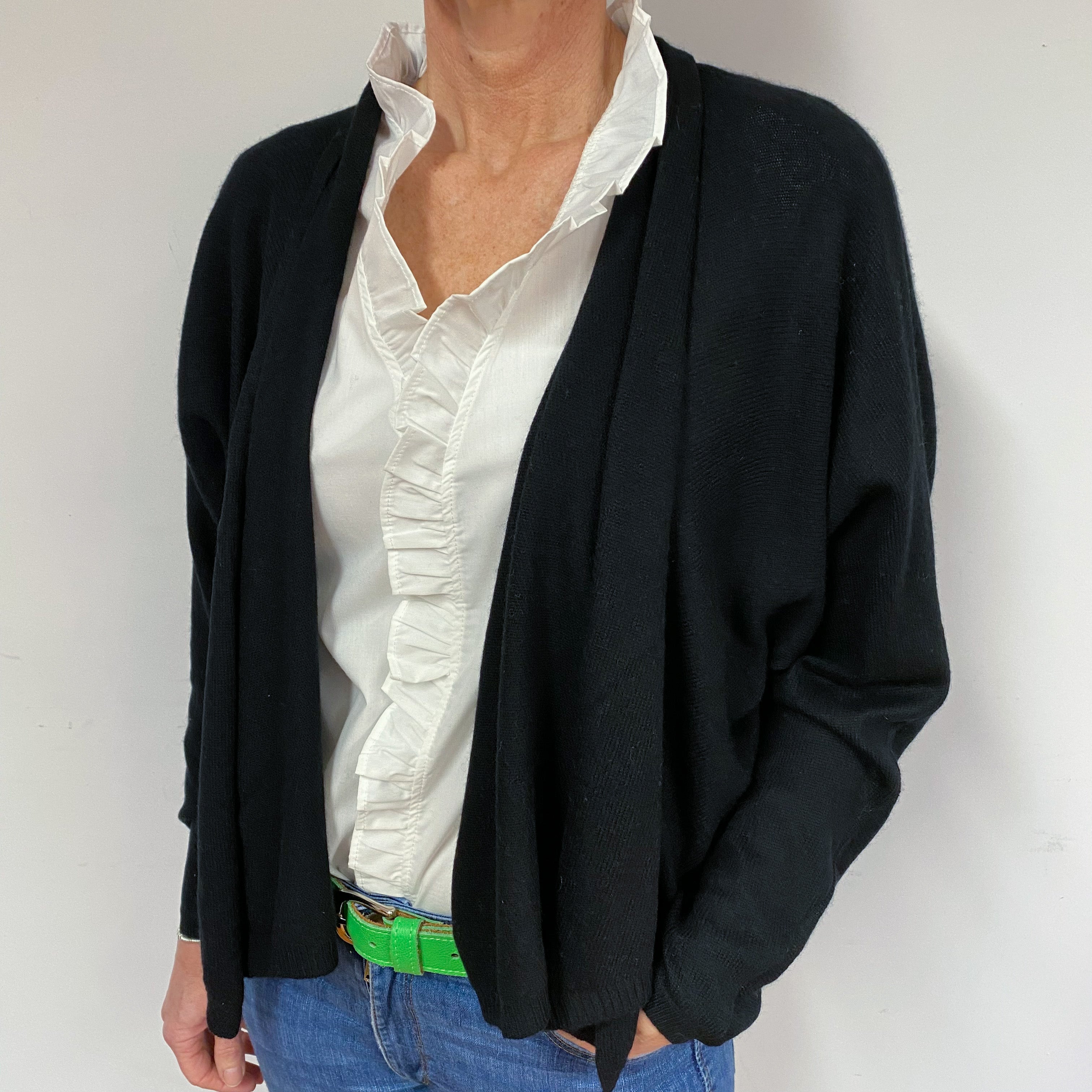 Black Batwing Cashmere Cardigan.