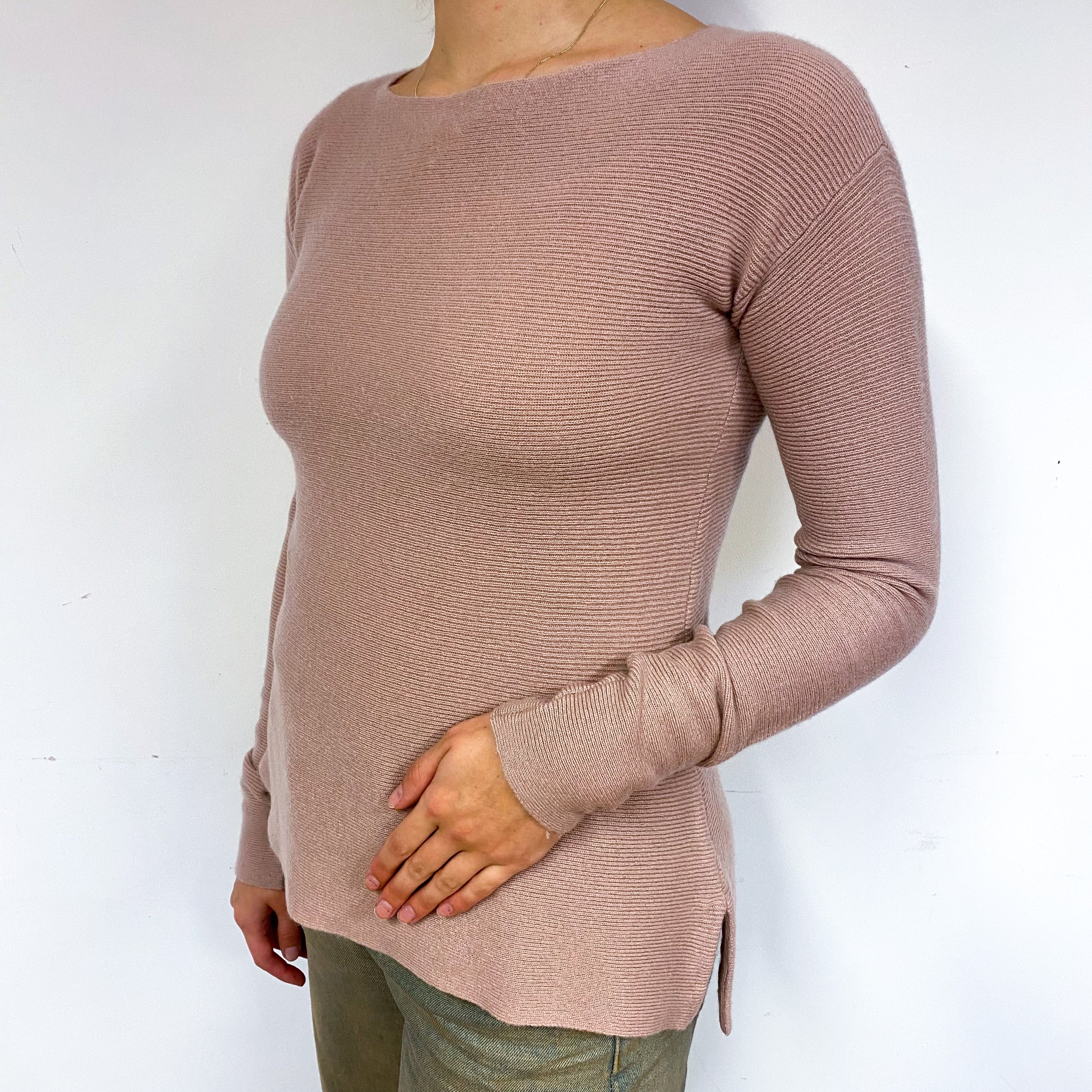 Nude Pink Cashmere Crew Neck Jumper Small