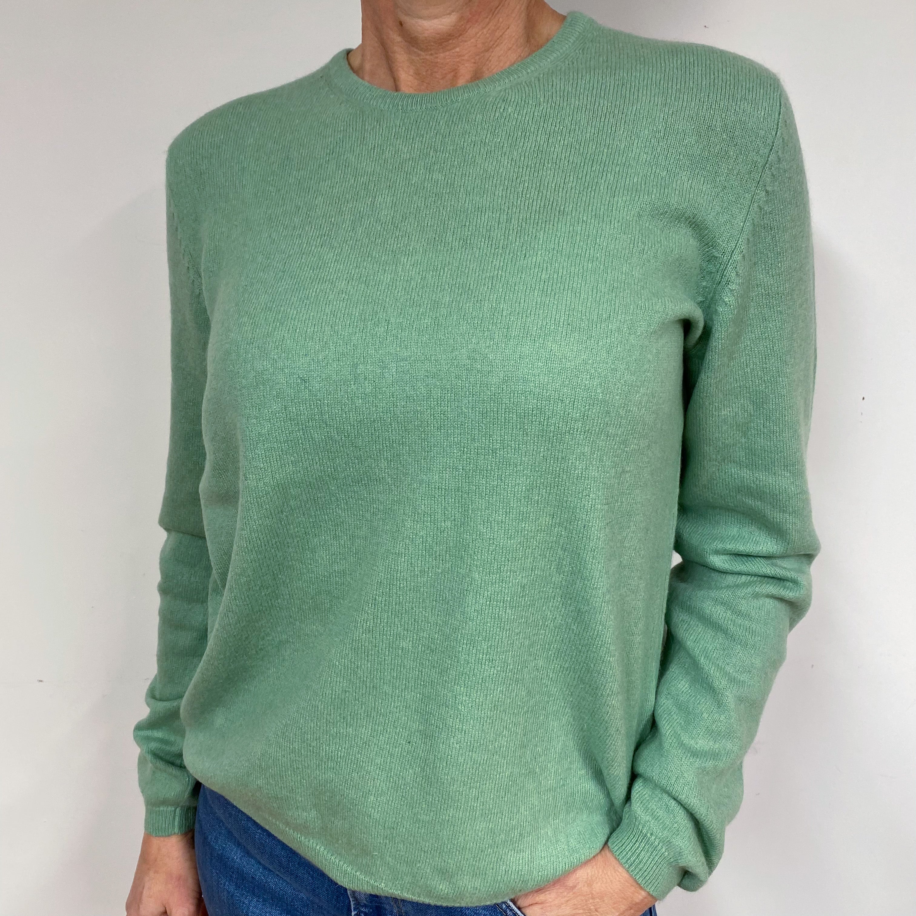 Spearmint Green Cashmere Crew Neck Jumper Medium