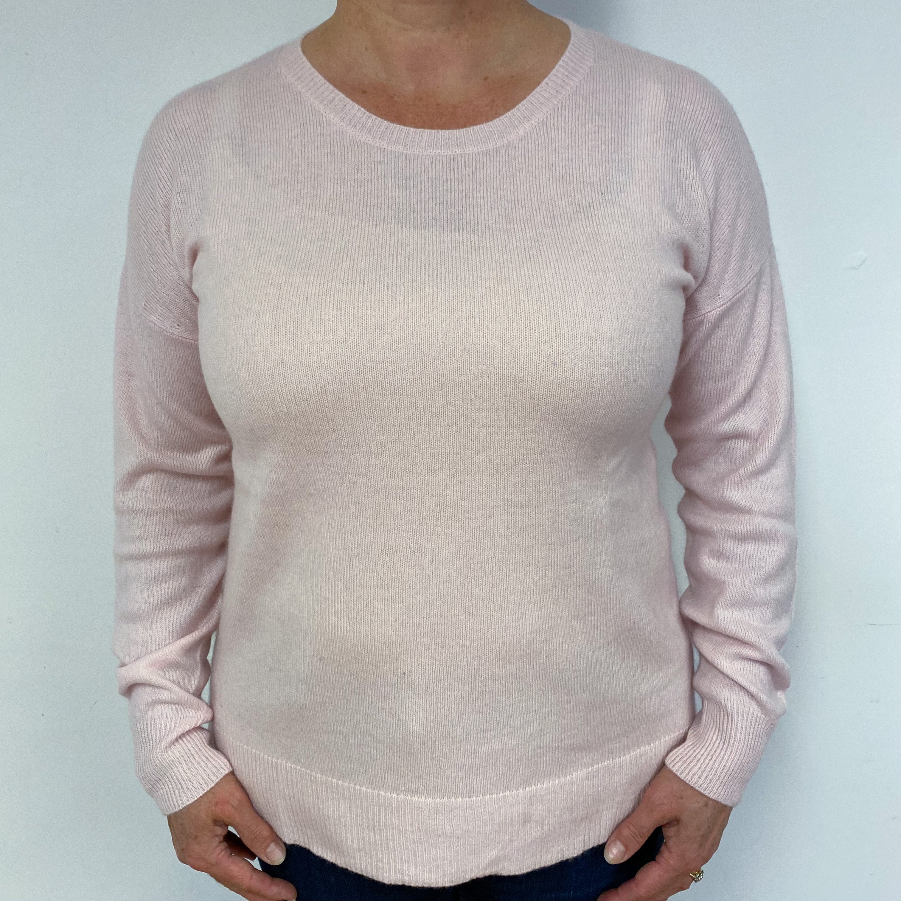 Shell Pink Cashmere Crew Neck Jumper Large