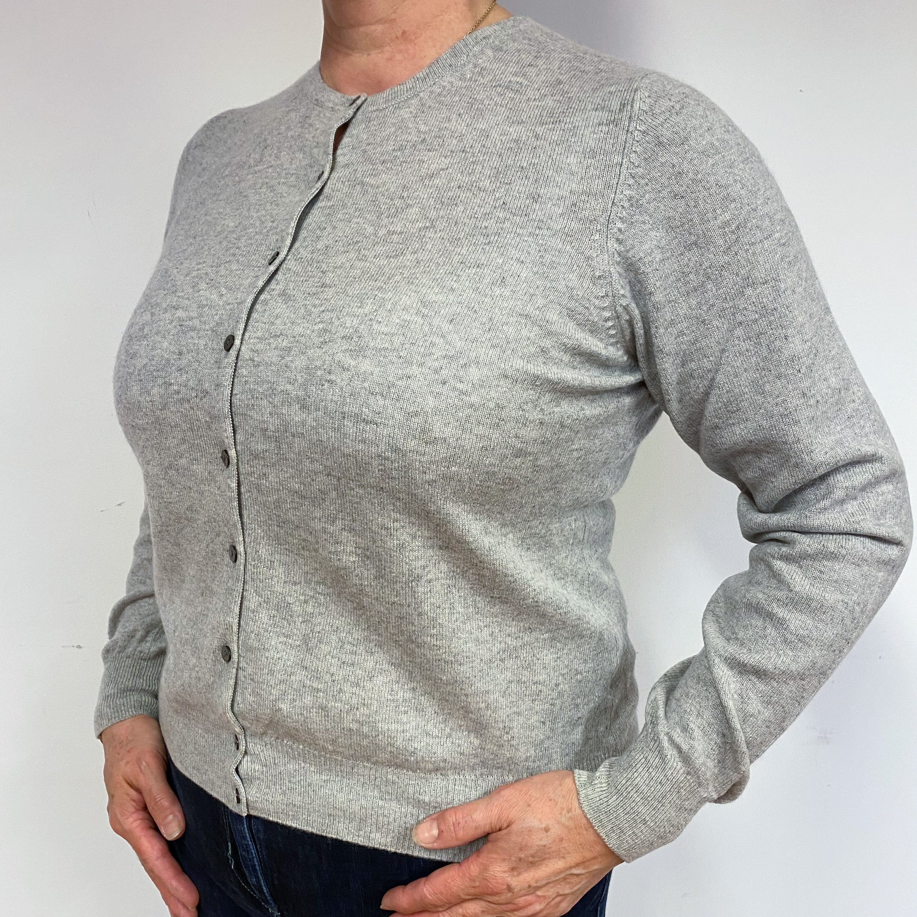 Pale Grey Cashmere Cardigan Large